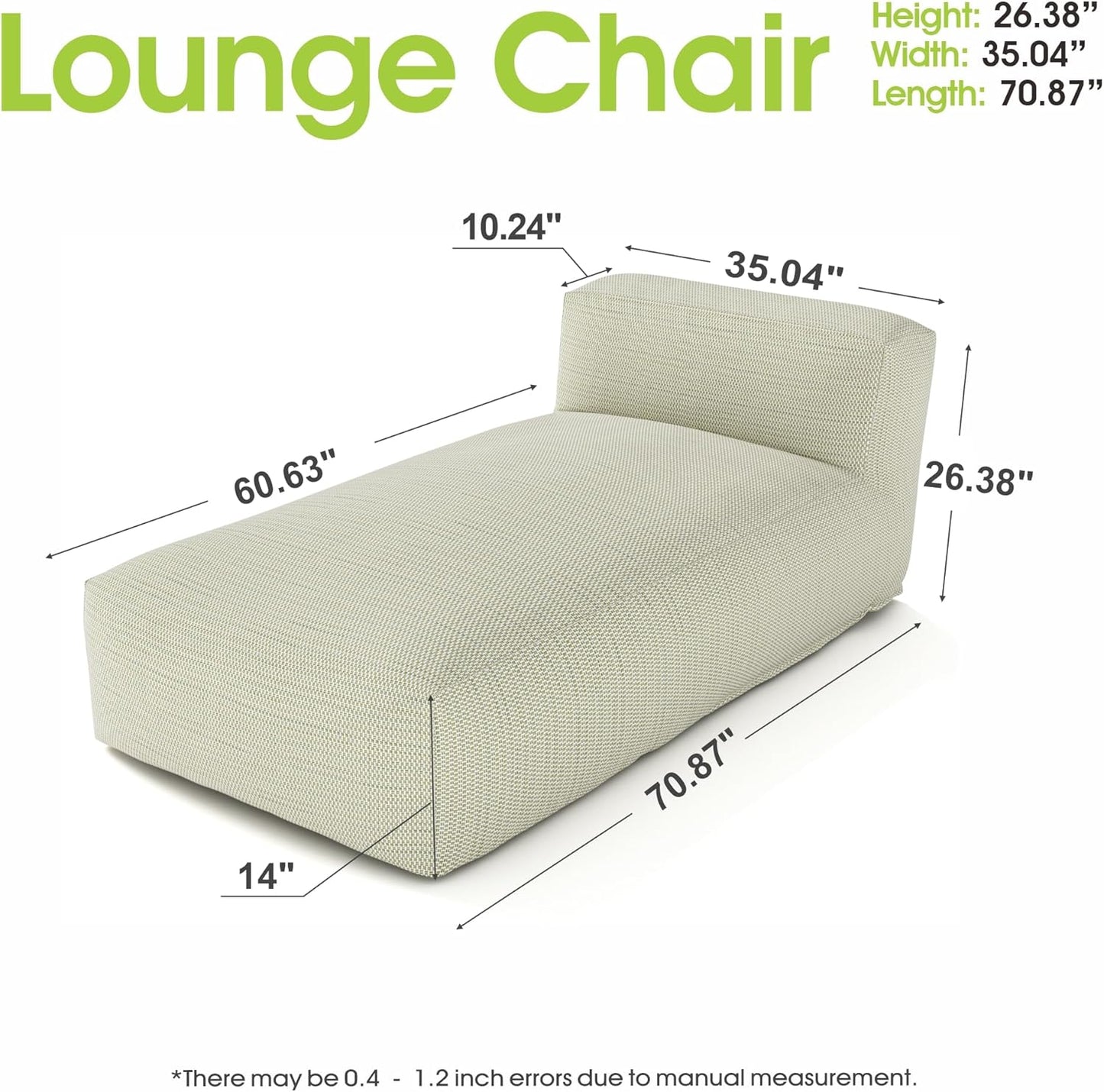 Outdoor Bean Bag Lounger Chair, Big Comfy Outdoor Daybed for Sunbathing and Tanning - Water-Resistant Patio Chaise and Pool Sun Lounger Furniture for Beach Deck (Sage Green)