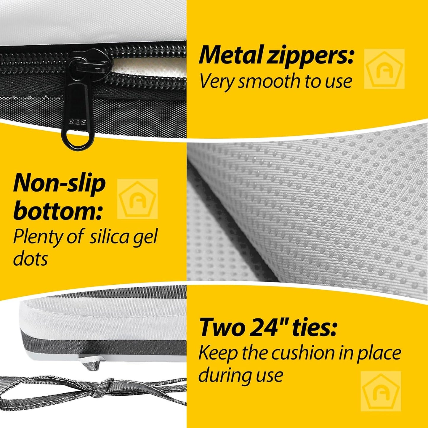 AAAAAcessories Outdoor Seat Cushions for Chairs, Waterproof, Fade-Resistant Patio Furniture Replacement Cushions, 18.5" x 16" x 3", Set of 2, Gray Cabana Stripe