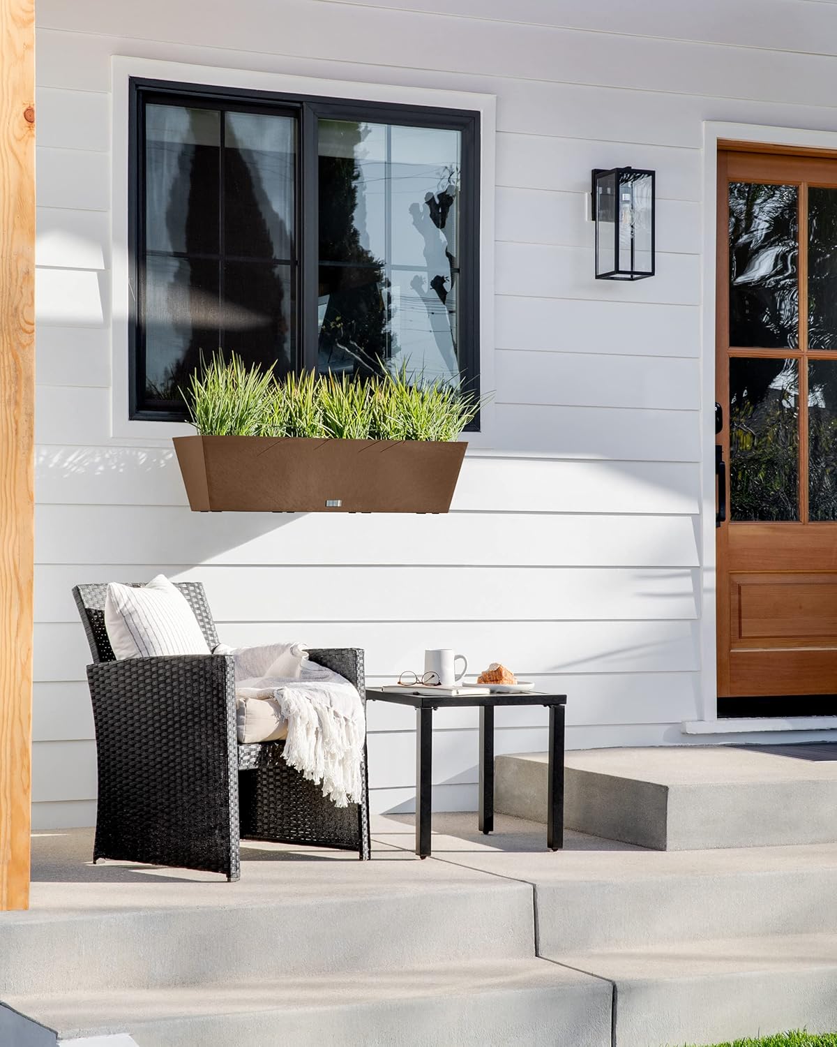 Veradek Pure Series Railing Planter - Plastic Hanging Planter for Outdoor Balcony/Fence | Durable All-Weather Use with Adjustable Brackets | Modern Décor for Flowers, Succulents, Hanging Plants