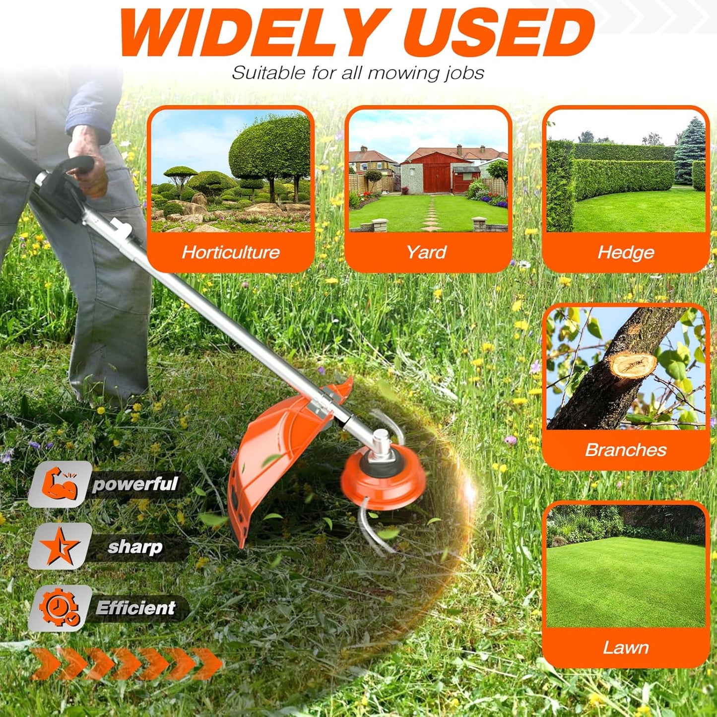 52cc 6 in 1 2-Stroke Gas String Trimmer with Gas Hedge Trimmer,Brush Cutter Gas Powered,Gas Weed Eater for Weeds and Grass