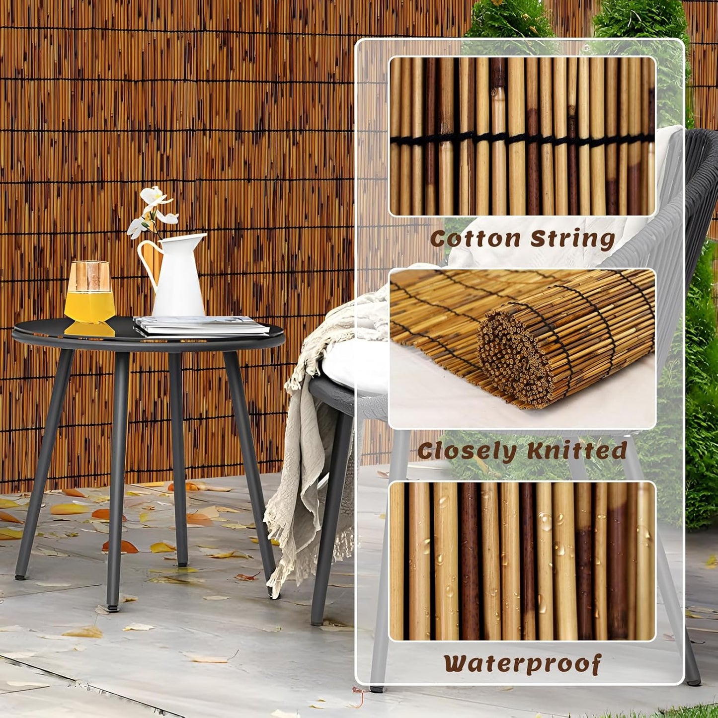 Natural Bamboo Reed Fence, 4FT x 16.4FT,Bamboo Privacy Screen for Garden, Decorative Fence for Outdoor Privacy Screening, Sun Blocking, Decorative Divider, Brown