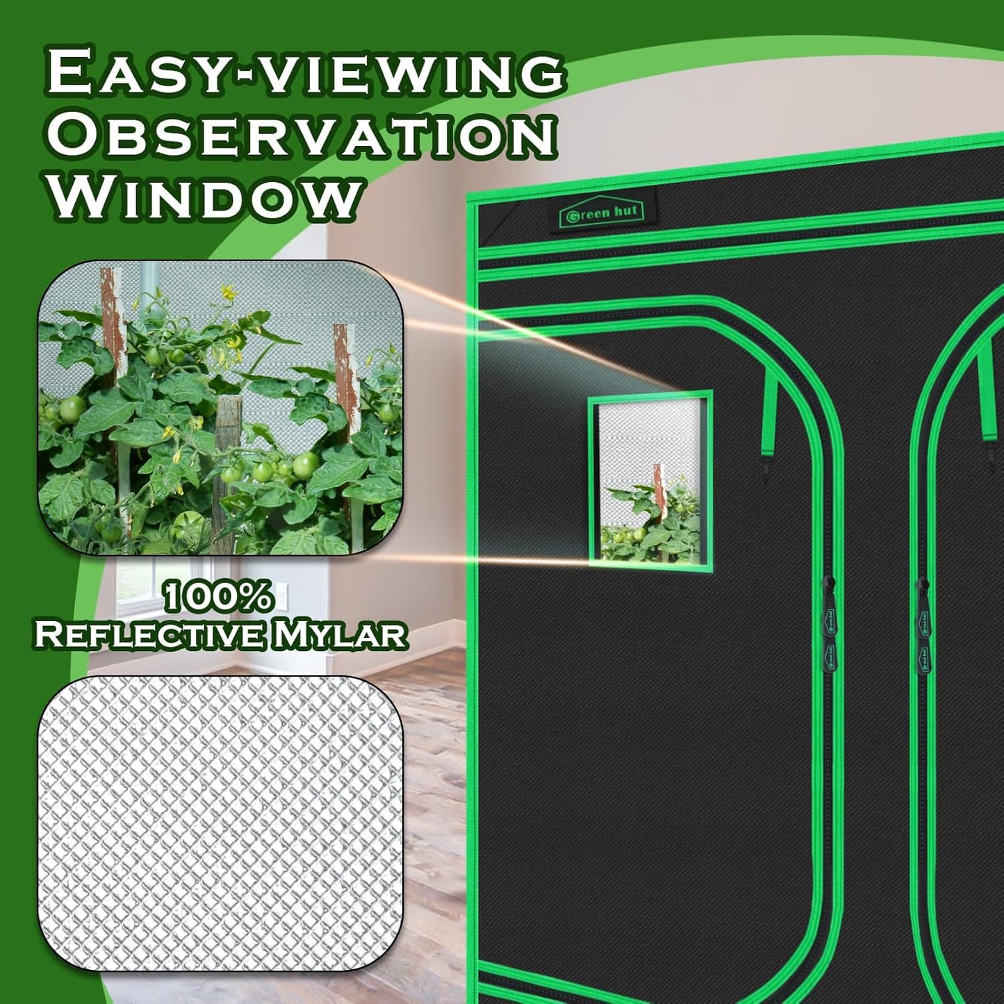 Grow Tent 96"x96"x78", High Reflective Mylar Dark Room with Observation Window, Removable Floor Tray and Tool Bag for Indoor Plant Growing 8'X8