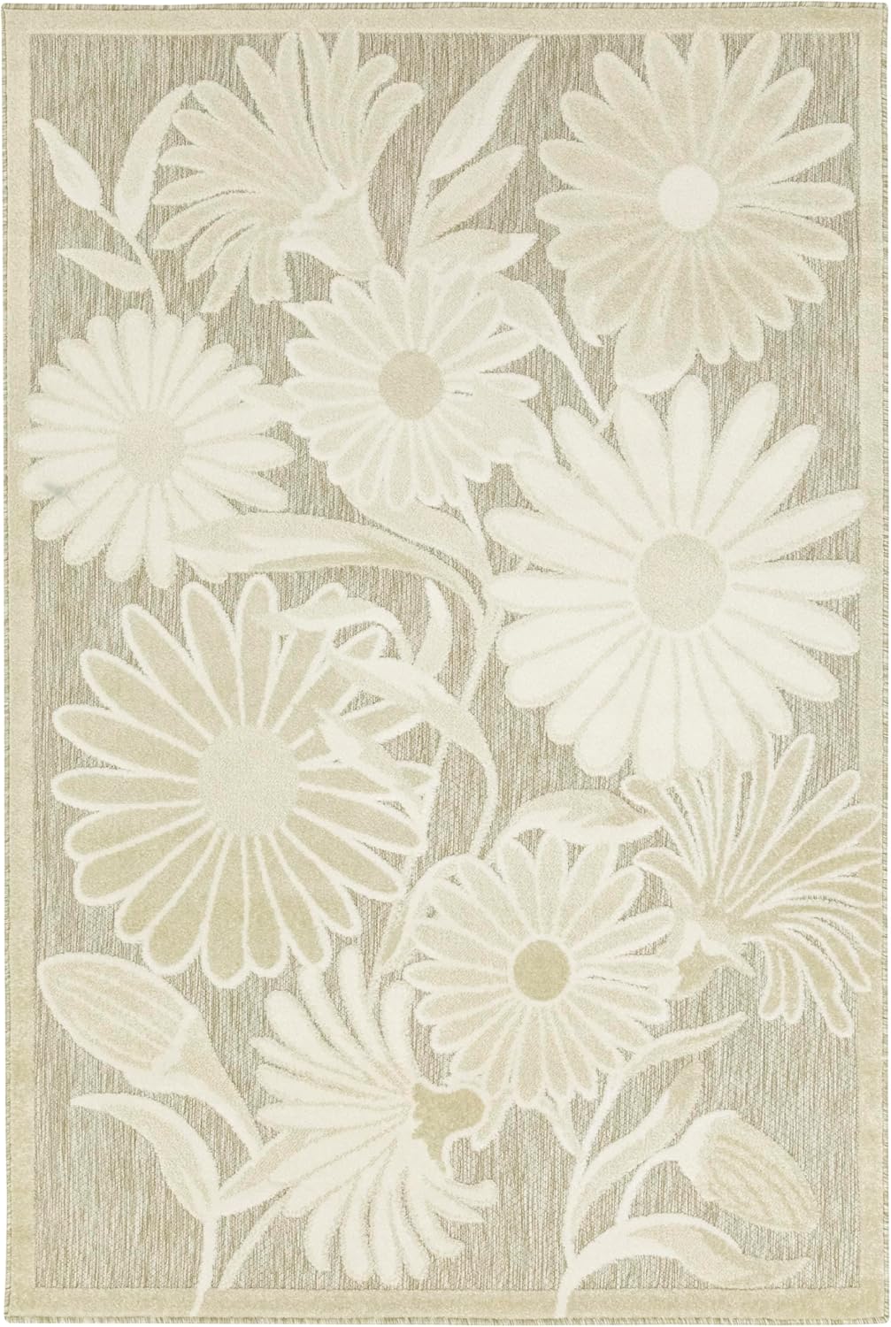 Nourison Aloha Ivory Sage 2'8" x 4' Area Rug - Easy Clean, Non Shedding, Bed Room, Living Room, Dining Room, Kitchen (3' x 4')