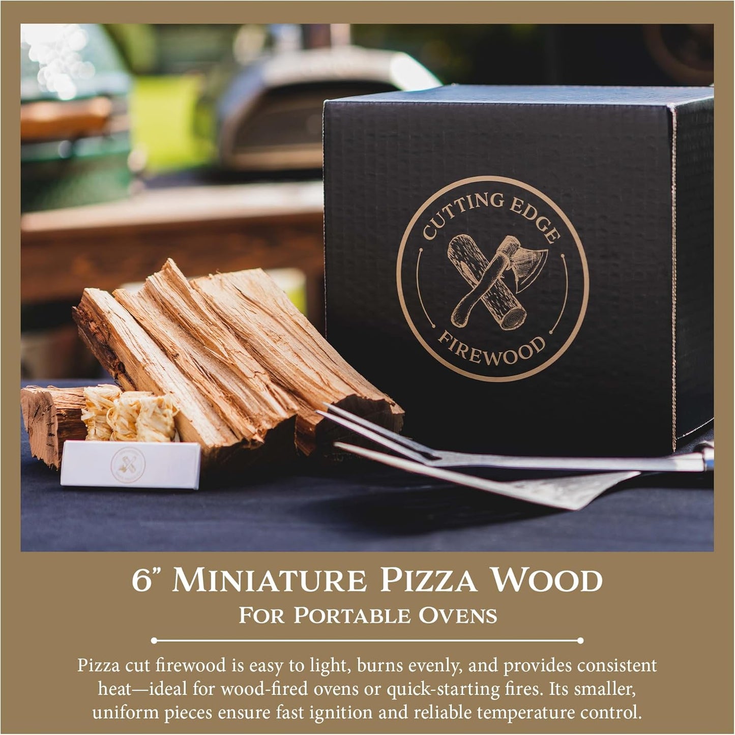 Cutting Edge Firewood 6 Inch Mini Pizza Oven Wood - Ultra Kiln Dried Premium Oak Cooking Wood for Portable Pizza Ovens - Miniature Logs - 12 Pound