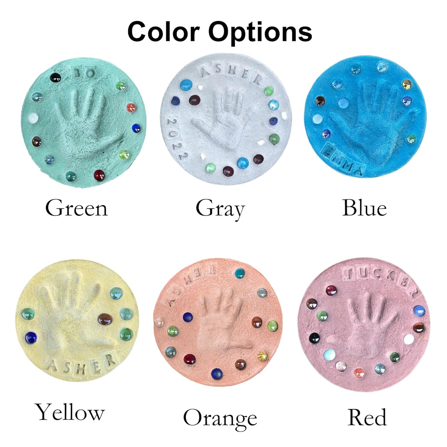 DIY Stepping Stone Kit with Color Pigment, Handprint Stepping Stone, Mother's Day Gift, Footprint Stepping Stone (10 Inch + Stamp Set, Orange)