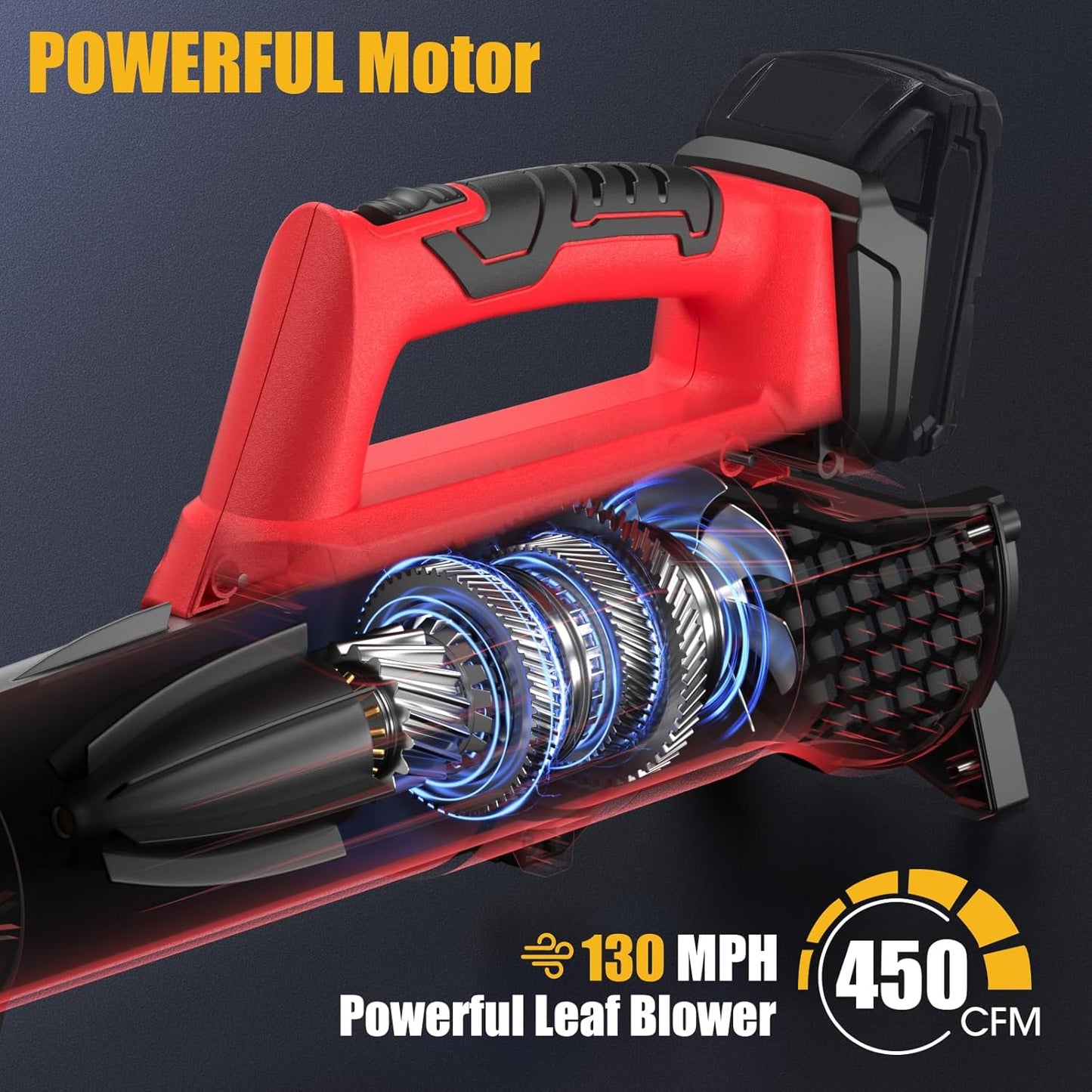 Cordless Leaf Blower for Milwaukee 18V Battery, 450CFM Electric Leaf Blower with 130MPH, Copper Motor, Handheld for Lawn Care, Yard (Battery Not Included) (Red)
