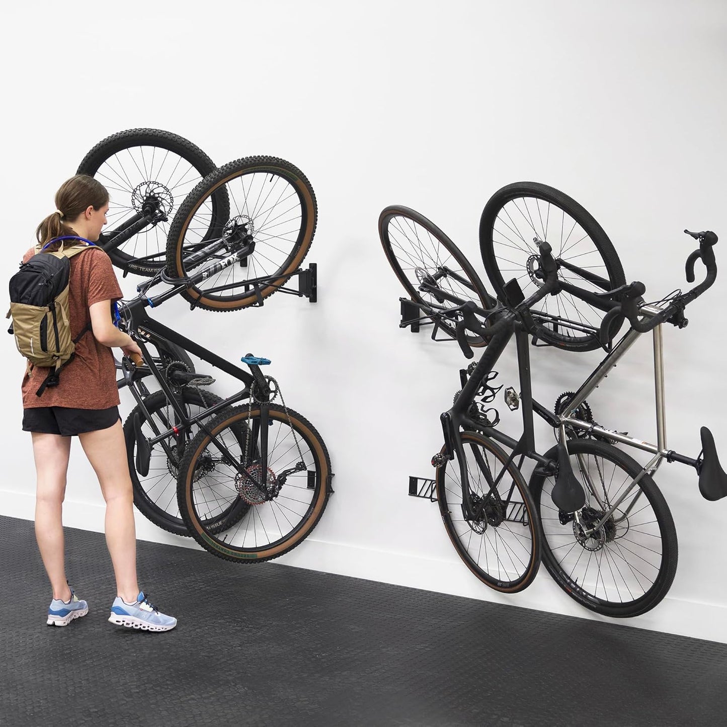 StoreYourBoard SwivelStow Road & Gravel Bike Storage 2 Pack – Heavy Duty Bike Hanger, No-Lift Bike Wall Mount for Garage Bike Storage, Holds 70 lbs, Patent-Pending