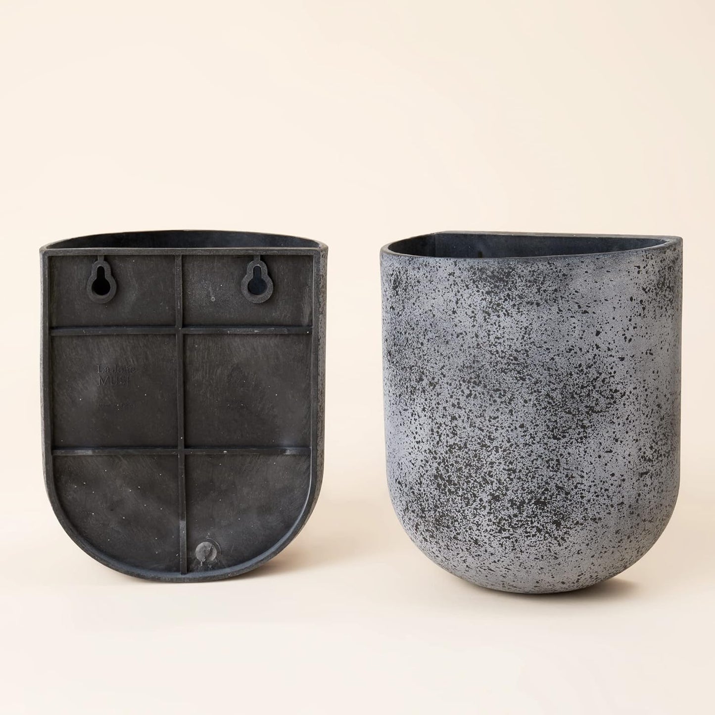 LA JOLIE MUSE Wall Hanging Planters for Indoor Plants，Hanging Flower Pots for Air Plants Succulent, Set of 2, 6 Inch, Rock Gray