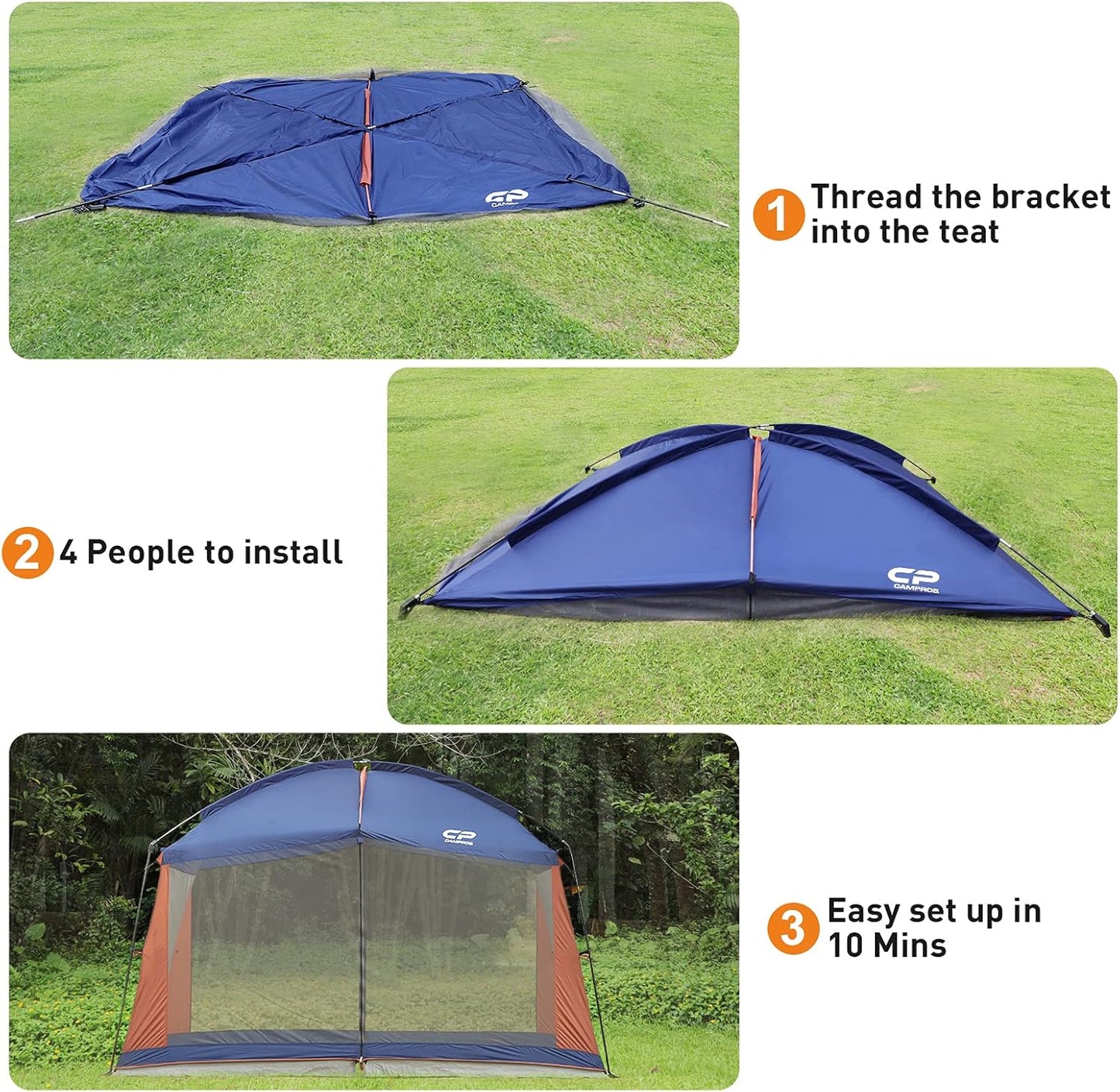 CAMPROS CP Screen House 12 x 10 Ft Screened Mesh Net Wall Canopy Tent Screen Shelter Gazebos for Patios Outdoor Camping Activities - Blue