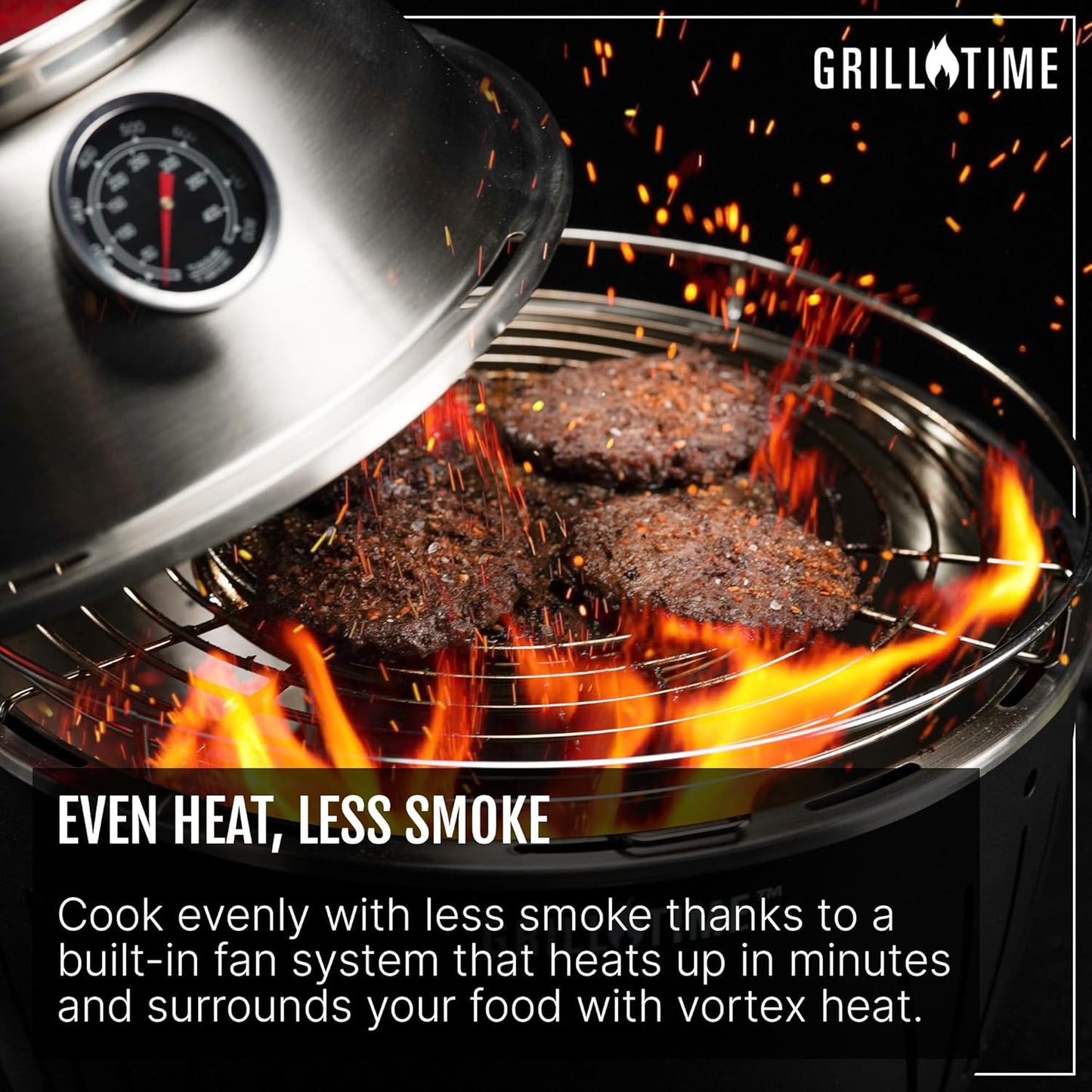 GrillTime Tailgater GT Hood Combo 13 Inch - Portable Charcoal Grill with Hood, Small Tabletop Grill for Tailgate Parties, Camping, Beach BBQ Red