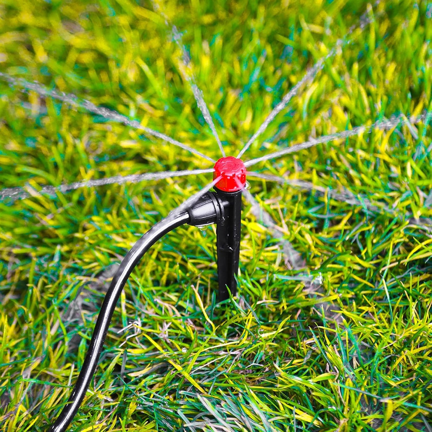 20 Pieces Drip Irrigation Emitters, Adjustable 360 Degree Drip Stream Emitters on 5" with Stake for 1/4" Drip Irrigation Tubing Irrigation 8 Hole Stream Drippers for Garden Watering System