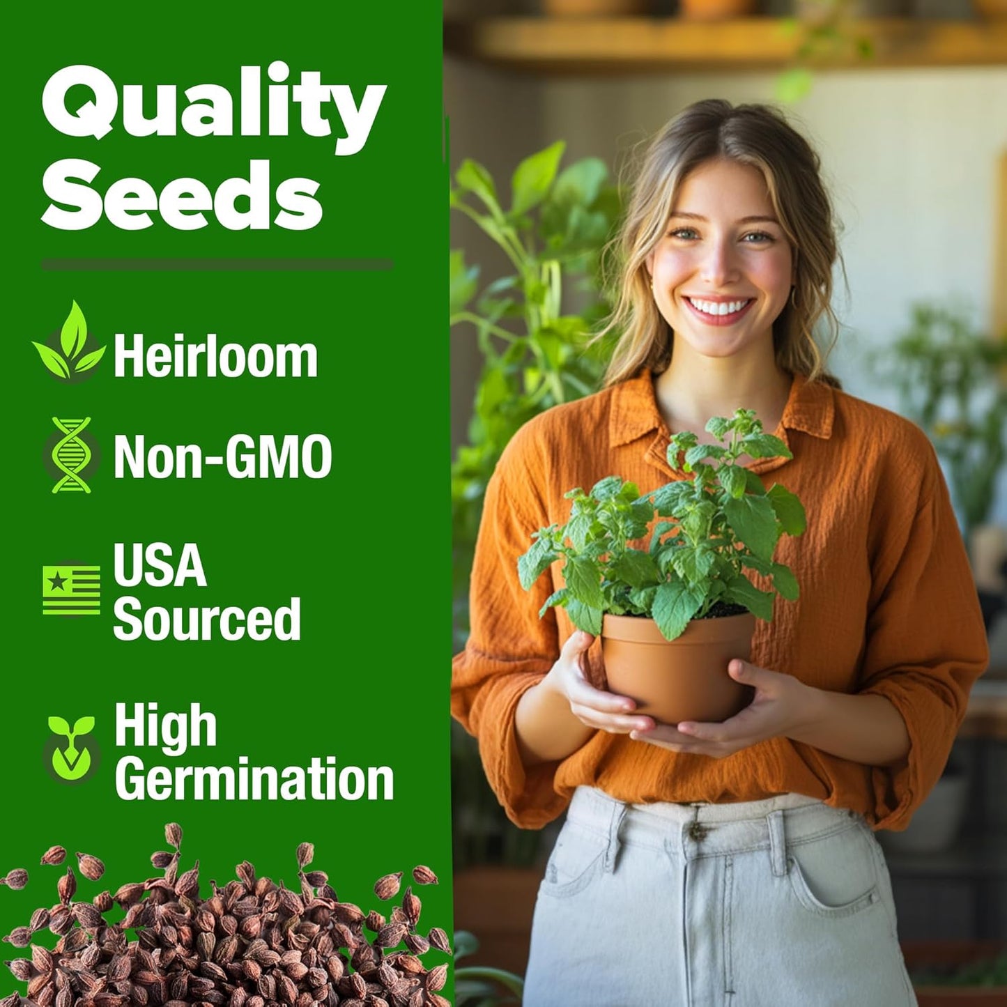 HOME GROWN 𝗨𝗦𝗔 𝗣𝗥𝗘𝗠𝗜𝗨𝗠 Catnip Seeds (Bulk Pack) 𝗡𝗢𝗡-𝗚𝗠𝗢 Heirloom Herb 2,116 Seeds - Indoor or Outdoor Seed - High-Germination Cat Nip - Cat Safe Plants (Nepeta cataria)