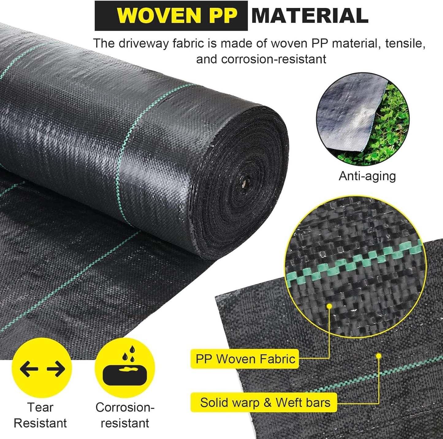 Driveway Fabric, 4x300 ft Road Fabric Commercial Weed Barrier Fabric, Landscape Fabric Heavy Duty 4OZ French Drain Fabric for Erosion Control,Landscape Fabric,Weed Barrier,Construction Projects