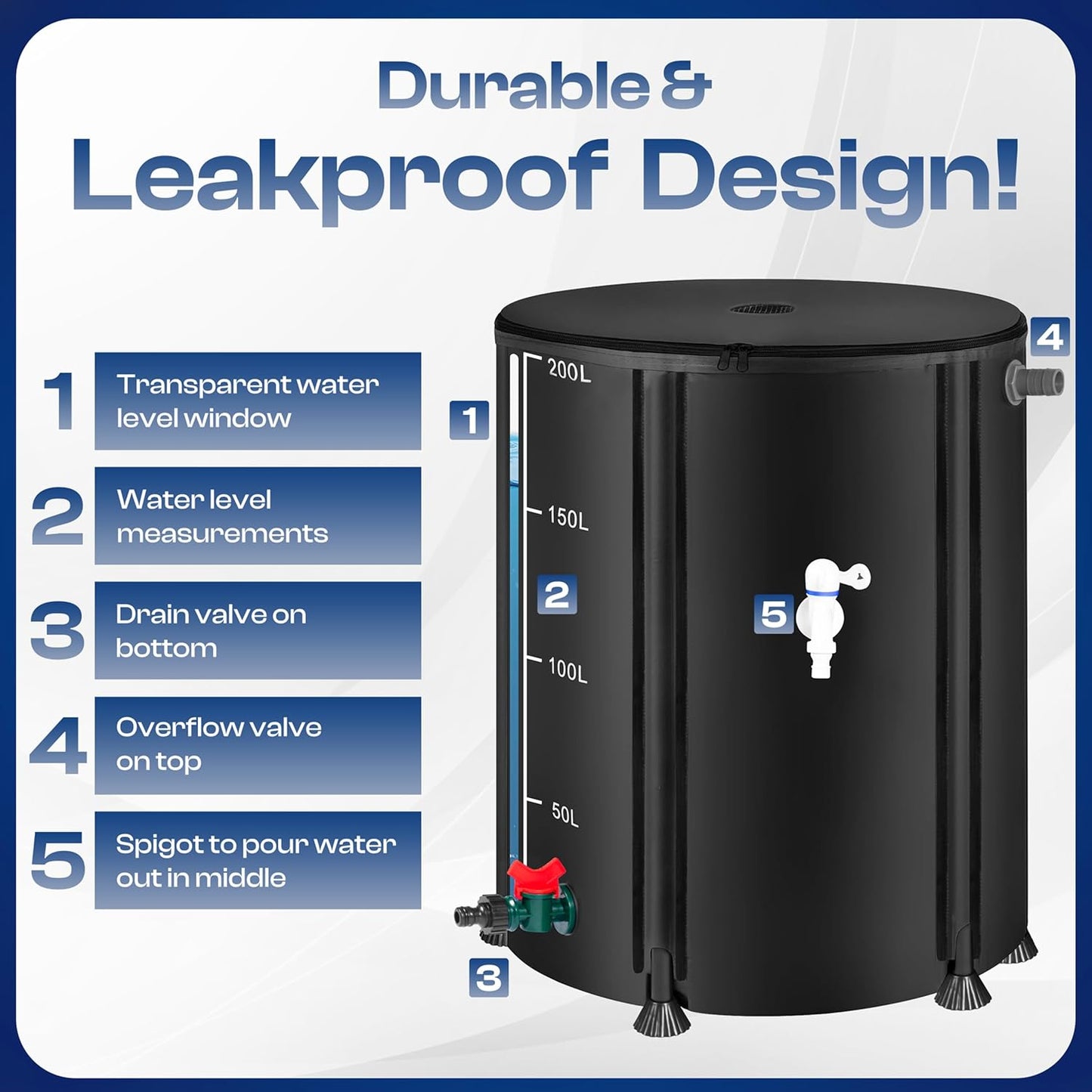 Collapsible Rain Barrel Rain Collection System Rain Water Collection Barrel Water Storage Rain Catcher Water Tank Rain Barrel Kit Water Reservoir Water Collection Barrel