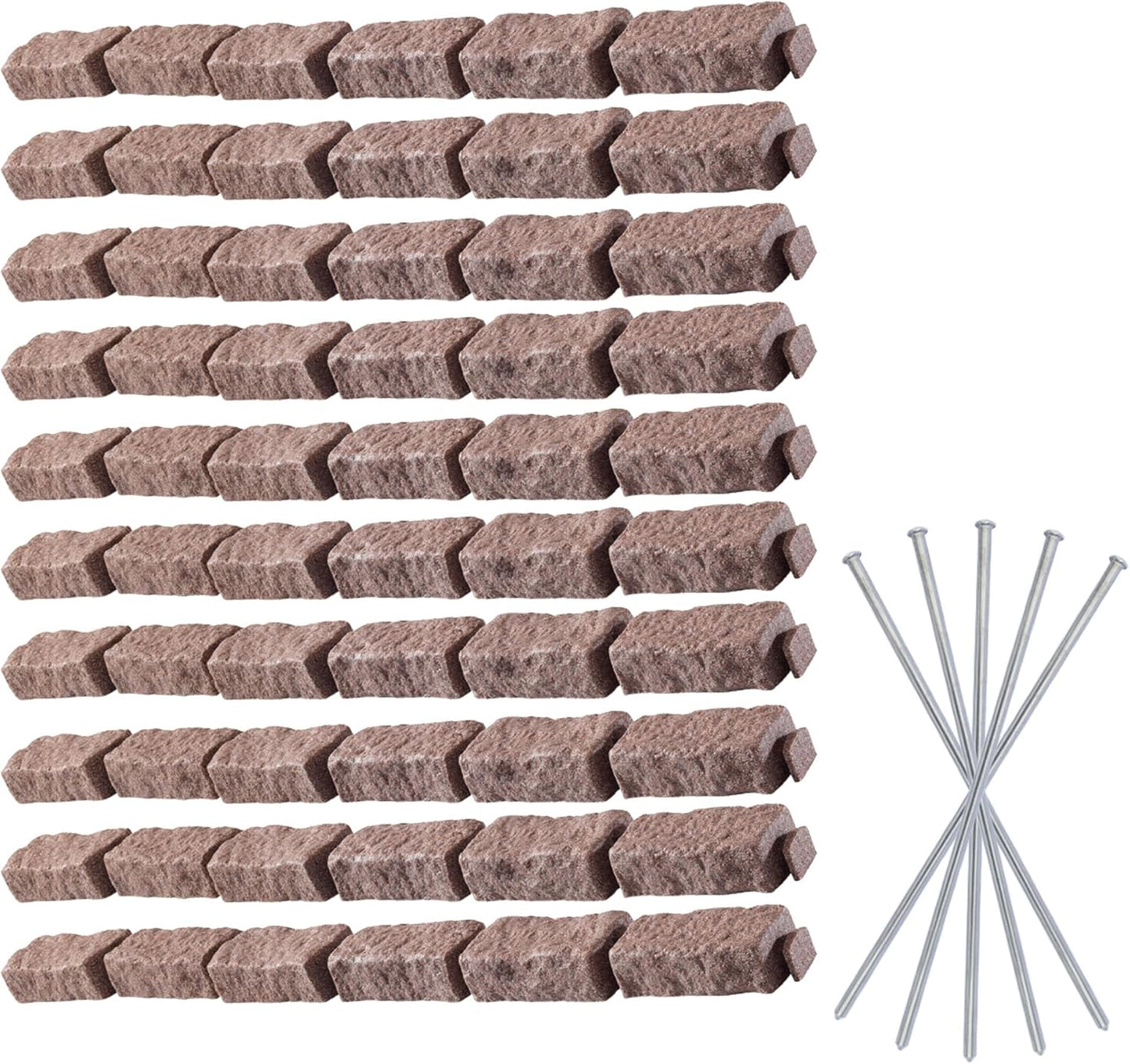 Beuta Landscape Edging | Garden Edging Border | Faux Stone Bricks for Lawn edging, Flower beds, Pathways & Yard Edging– 10 Packs | Each Section Has 6 Bricks 48"L x 4"W x 2.25"H | 30 Spikes|Cobblestone