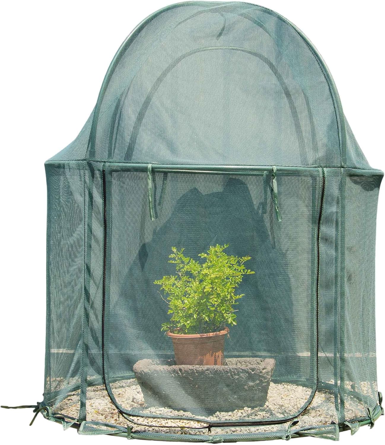 Round 4'x4' Large Plant Mesh Cover 4.9FT Tall Crop Netting Cage Pest Guard Cover for Vegetables Fruits Durable Plant Gardening Net