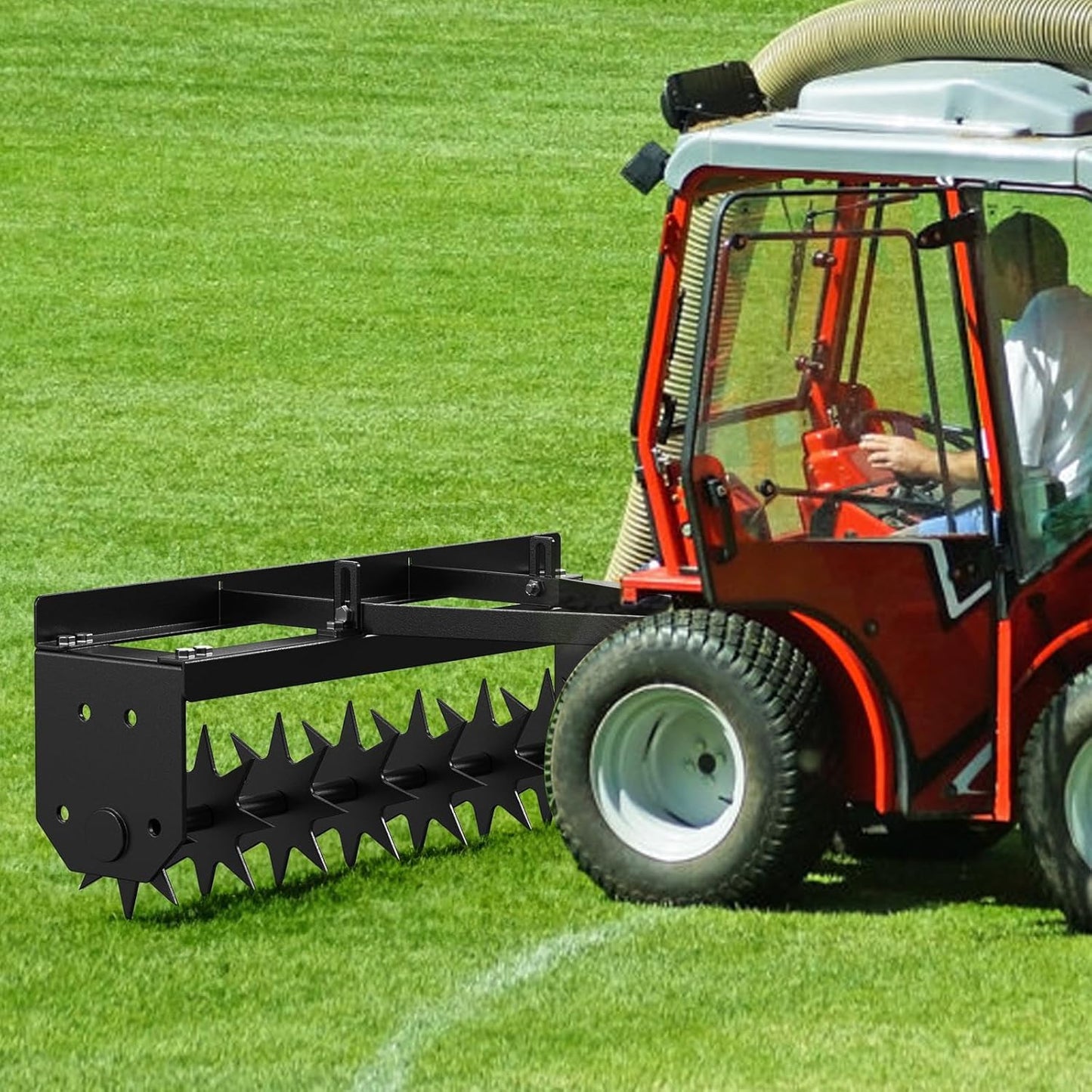 32 Inch Tow Behind Lawn Plug Aerator, Steel Body,2 Inch Deep Penetration,Designed to Be Towed Behind Lawn and Garden Tractors,Black