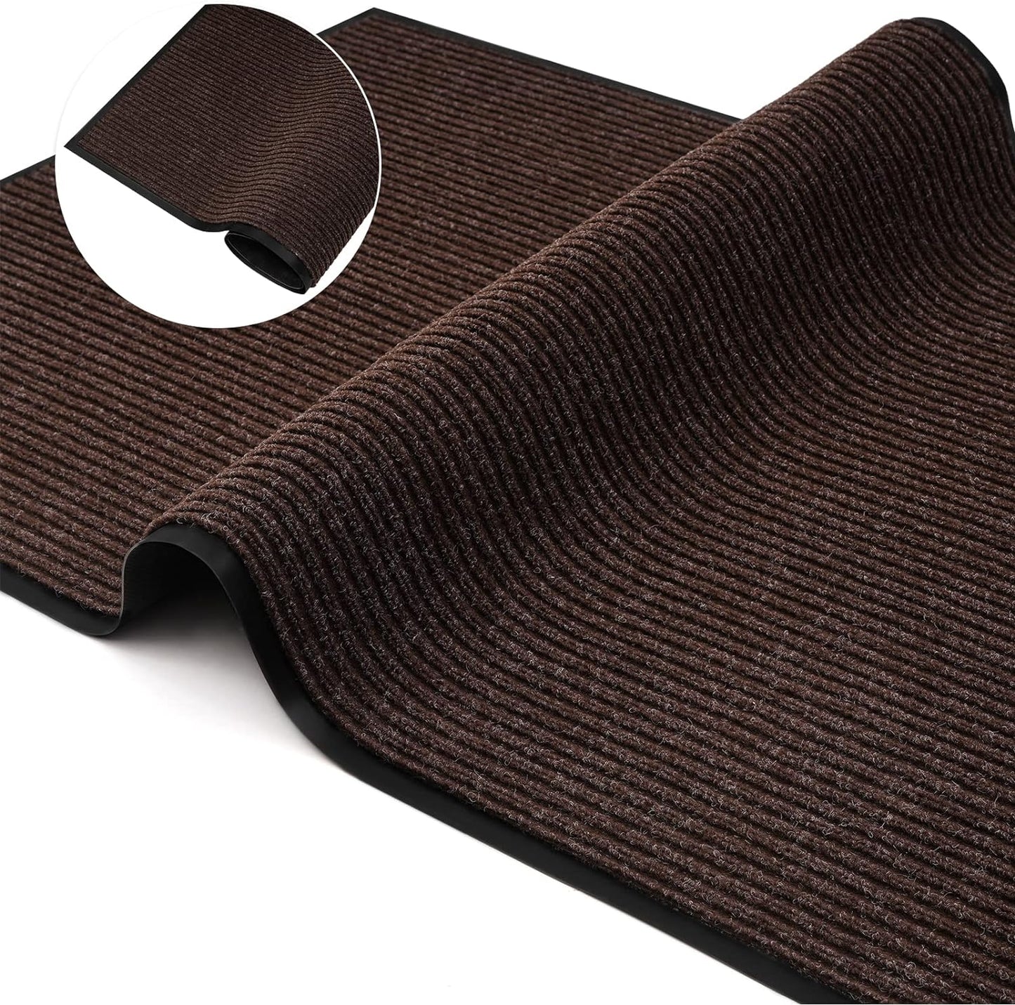 Profile Rubber Door Mat, 35x23inch, Heavy Duty, Entrance Doormat, Indoor and Outdoor, Waterproof, Easy Clean Shoe Scraper, Home Rug Welcome Mats for Entryway, Patio, Porch, Brown