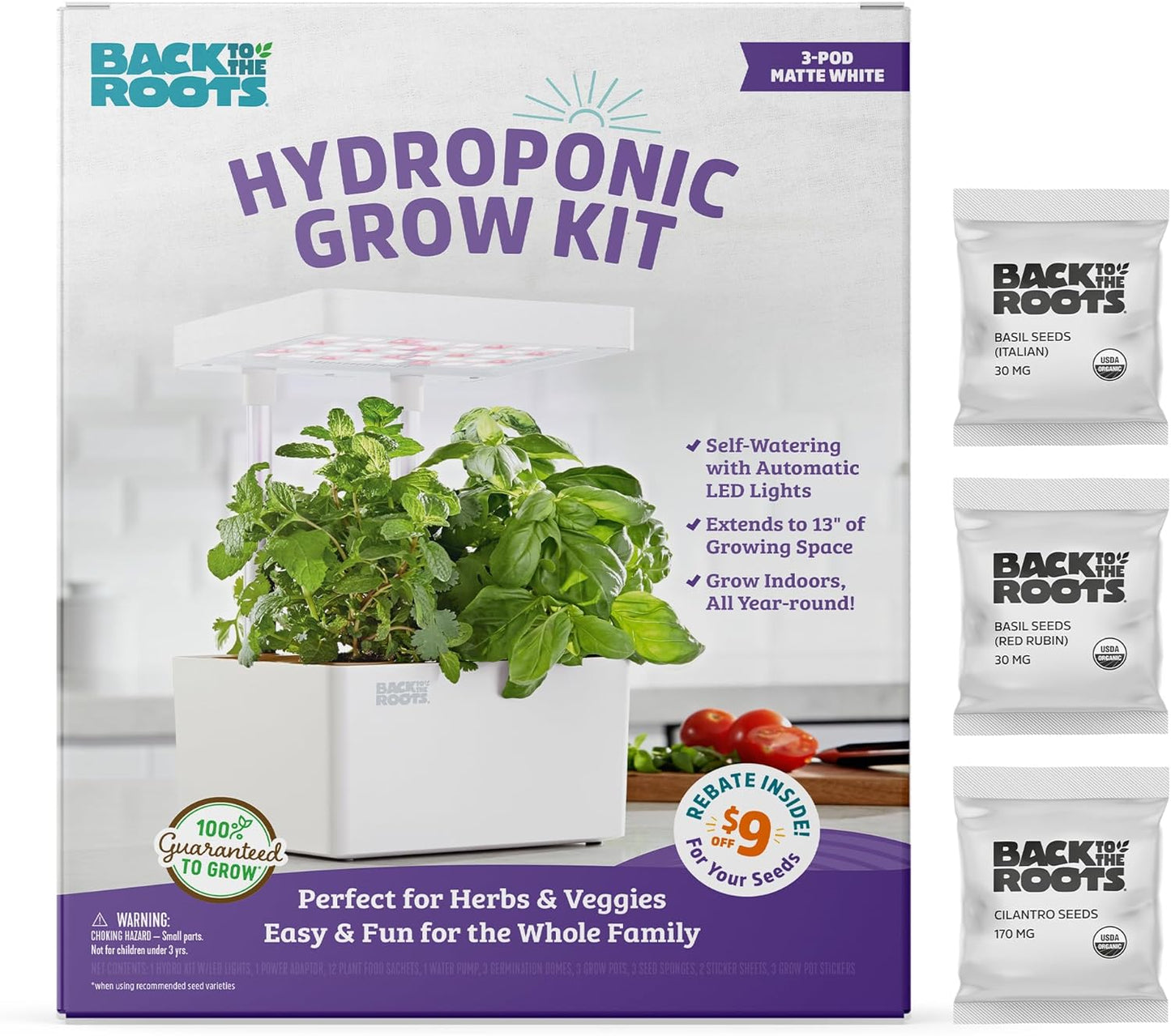 Back to the Roots New Hydroponic Grow Kit, LED Indoor Garden