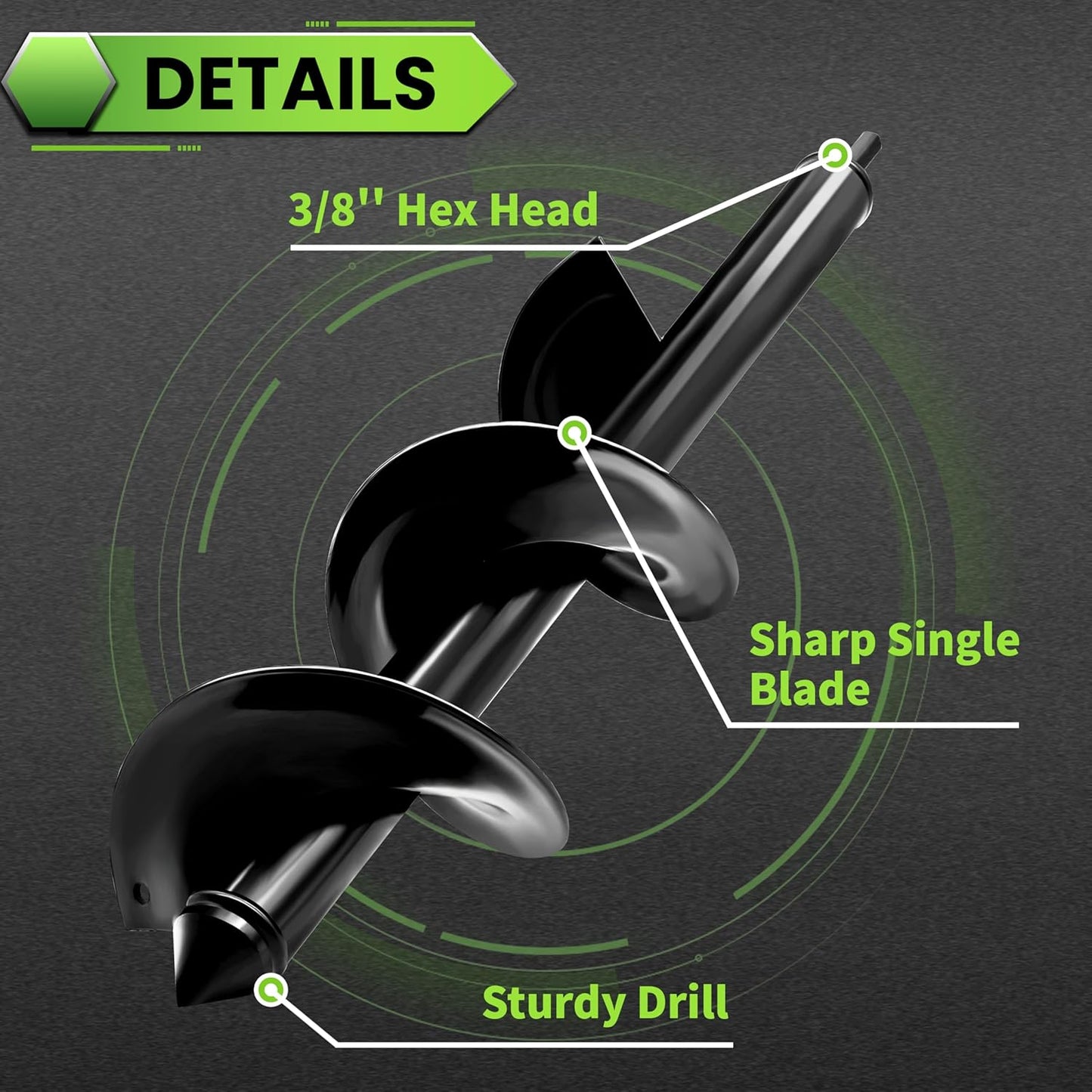 SYITCUN 4"X16" Heavy-Duty Auger Drill Bit for Planting - Garden Spiral Drill Bit - Bulb Planter Tool & Post Hole Digger - 3/8" Hex Drive
