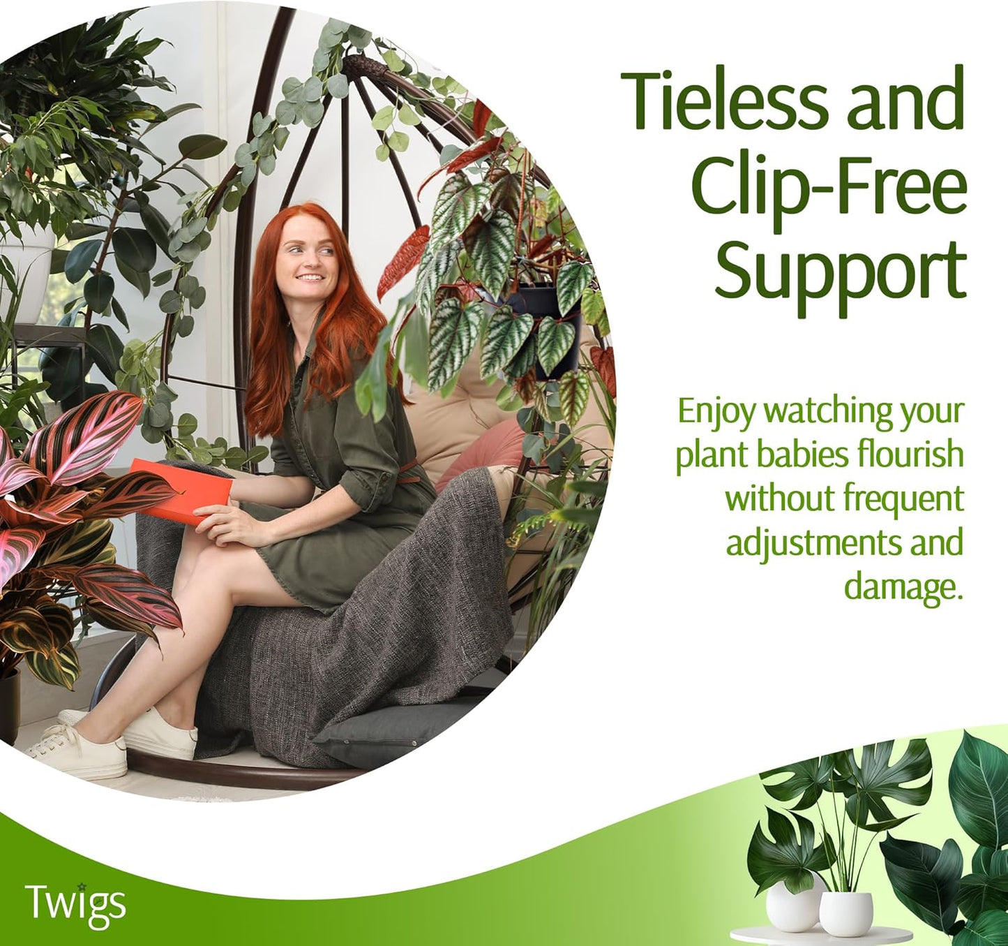 Stackable Plant Support Stakes, Stem Holder Structures for Indoor & Outdoor Use, Garden Accessories for Climbing & Potted Plants, Trellis Alternative - Begonia Red, 3 Pack, 17" L