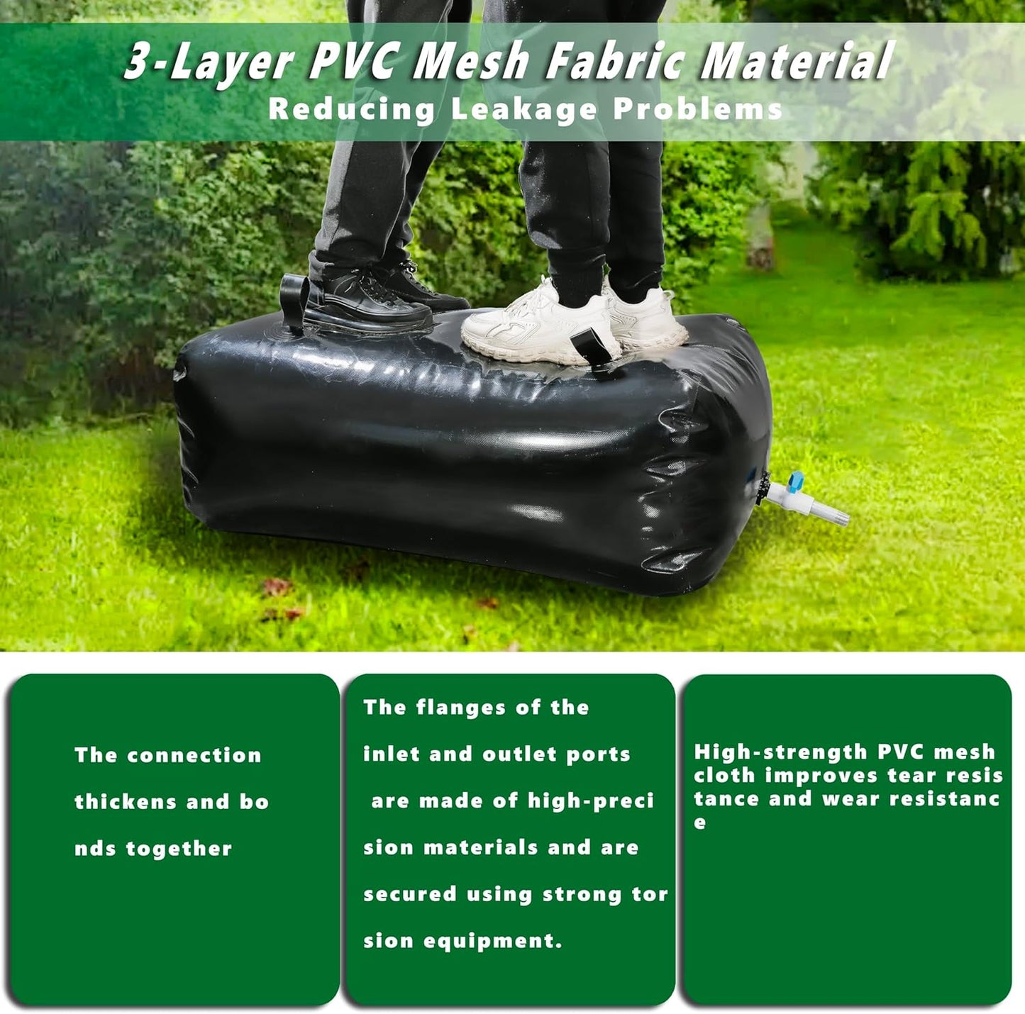 MXQMKL 4000 L/1000 gal Water Bladder Storage Containers, Foldable Portable Water Tank Large Capacity Soft Water Bag, Drought Resistance, Fire Prevention, Emergency Water