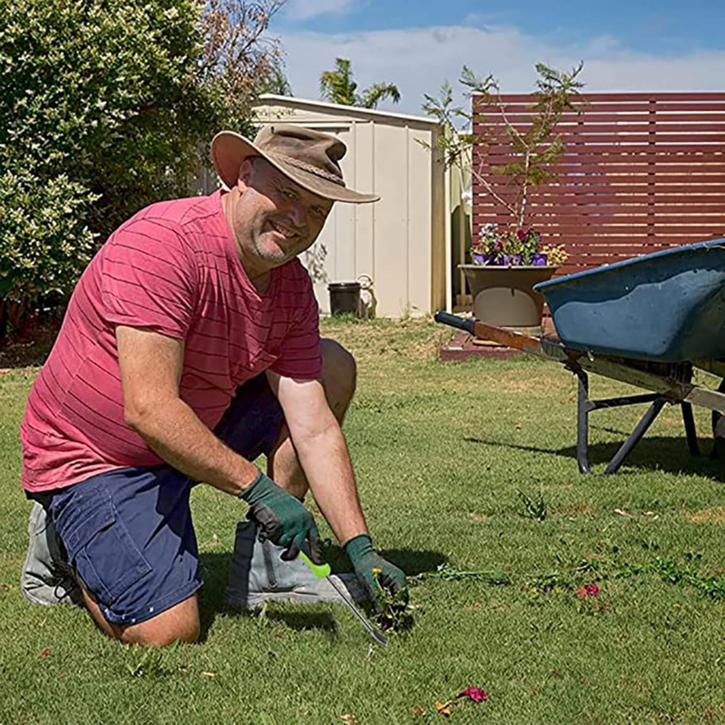 Maxmoral 12.99 Inch Garden Hand Weeding Tool with Ergonomic Handle Stainless Steel Farm Transplant Gardening Plant Loosening Root Starter