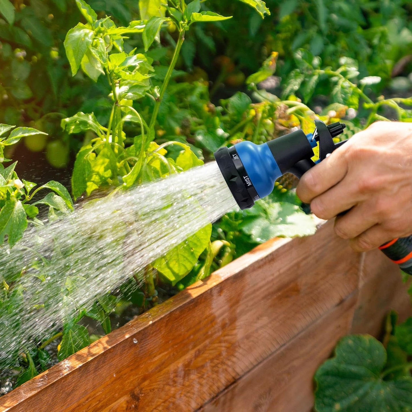 NEXCOVER Garden Hose Nozzle Sprayer - 7 Adjustable Watering Patterns Nozzle for Water Hose, Non-Slip Garden Spray Nozzle for Car Washing, Watering Plants, Pets Showering, Lawns Cleaning, Blue