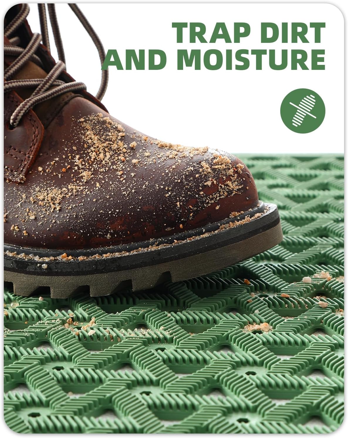 Color&Geometry Door Mat Outside Entrance with Drainage, Rubber Heavy Duty Dirt Trapper Waterproof Outdoor Welcome Mat, Outdoor Mats All Weather for Front Back Door Patio Entryway Entry,19"X30" Green