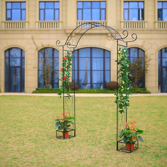 Steel Garden Arch, 7'1" High x 5'1" Wide, Garden Arbor for Various Climbing Plant, Outdoor Garden Lawn Backyard