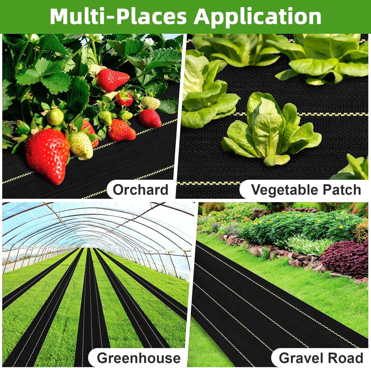 Shade&Beyond 5ftx300ft Weed Barrier Fabric 3.5oz Heavy Duty Landscape Fabric with Superior Permeability Weed Control, Garden Woven Ground Cloth with Staples