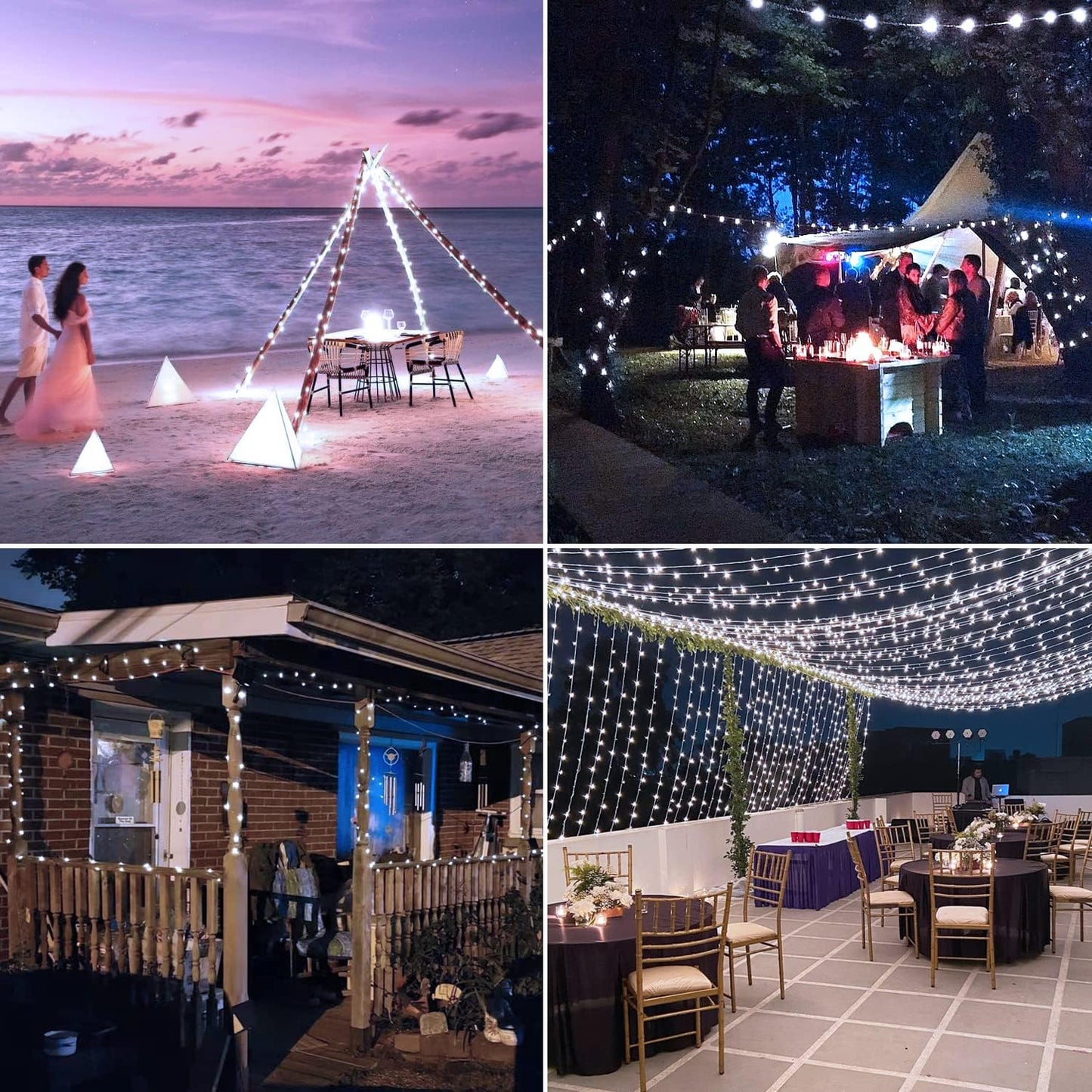 JMEXSUSS 4 Pack 100 LED Solar String Lights for Outside, 33ft White Solar Fairy Lights Outdoor Waterproof, 8 Modes Solar Christmas Lights for Garden Yard Tree Wedding Decorations