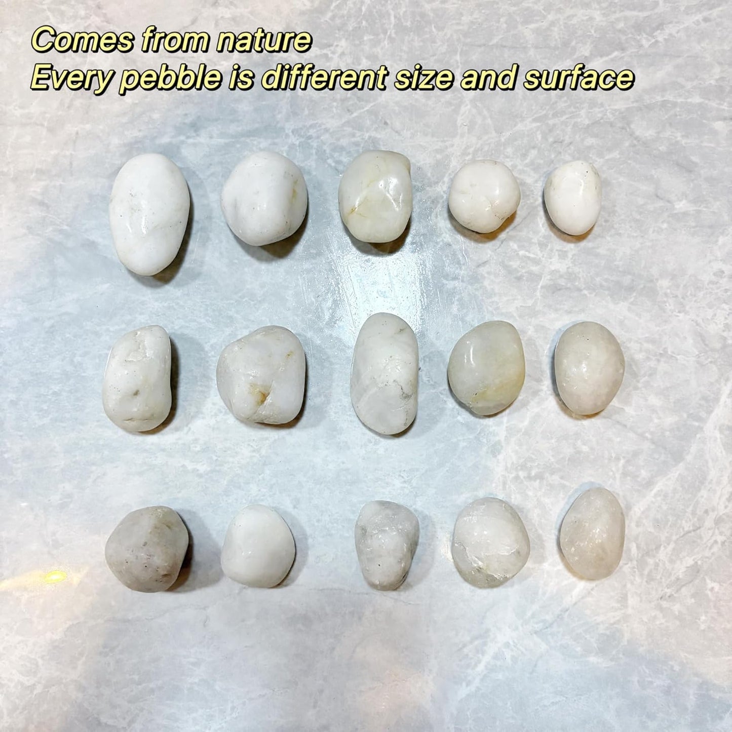 20lbs River Rocks, 1-2Inch Decorative Ornamental Natural Pebbles for Garden Couryard Landscaping Stones, Gravel Filler for Fish Tank,Vases,Home Decor,Aquariums,Animal Habitat, White