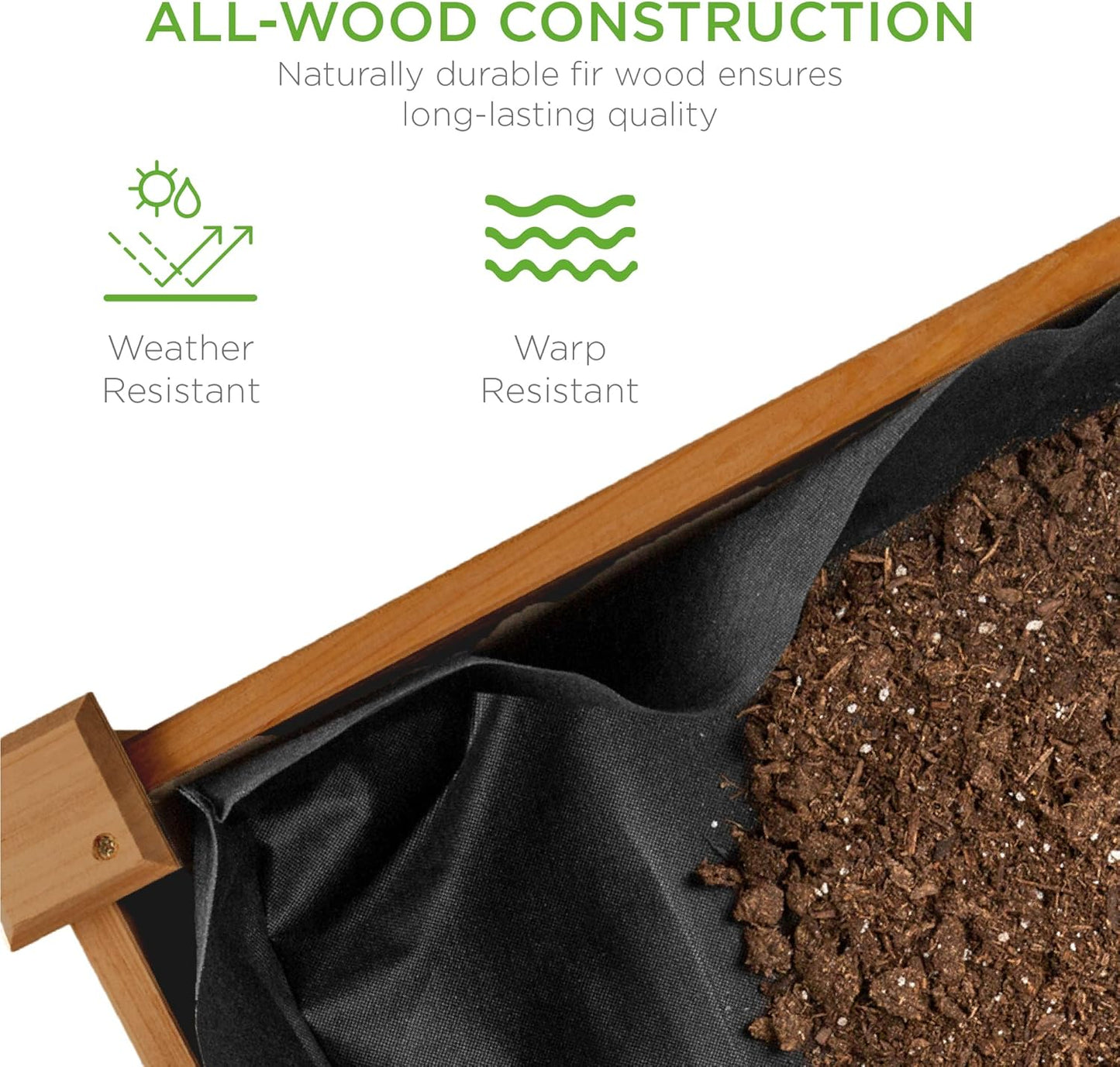 Best Choice Products 48 x 24 x 30 Inches Raised Garden Bed, Elevated Wood Planter Box Stand for Backyard, Patio, Balcony with Bed Liner, 200 Pound Capacity - Acorn Brown