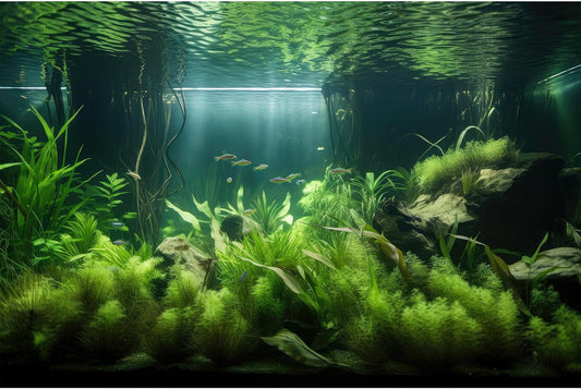 Aquarium Background Lush Green Aquatic Plants and Seagrasses Terrarium Background Under The Sea View With Rock Sands Fish Tank Background Amazing Aquarium Backdrop Background Poster Vinyl 72x24in