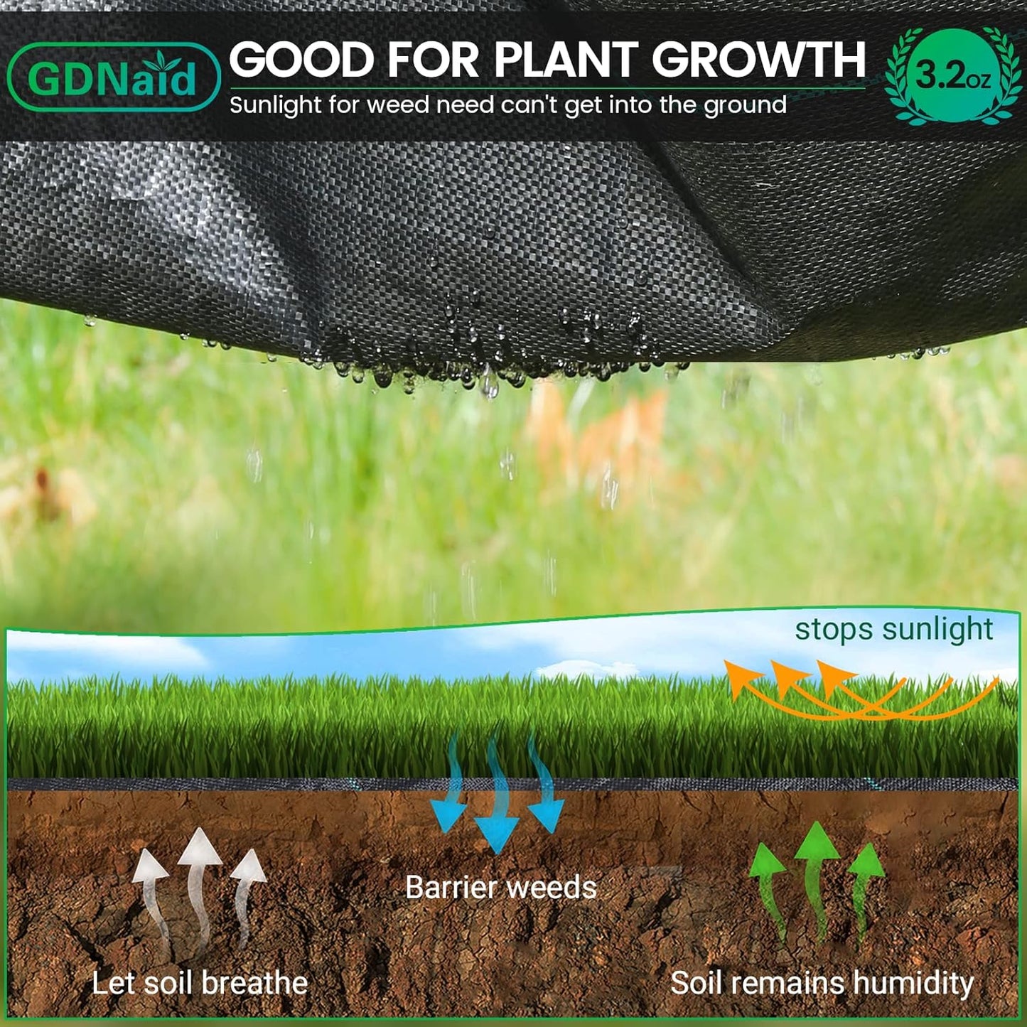 Weed Barrier Fabric 5ftx100ft Landscape Fabric, 3.2oz Weed Barrier Fabric Weed Fabric, Garden Landscaping Fabric