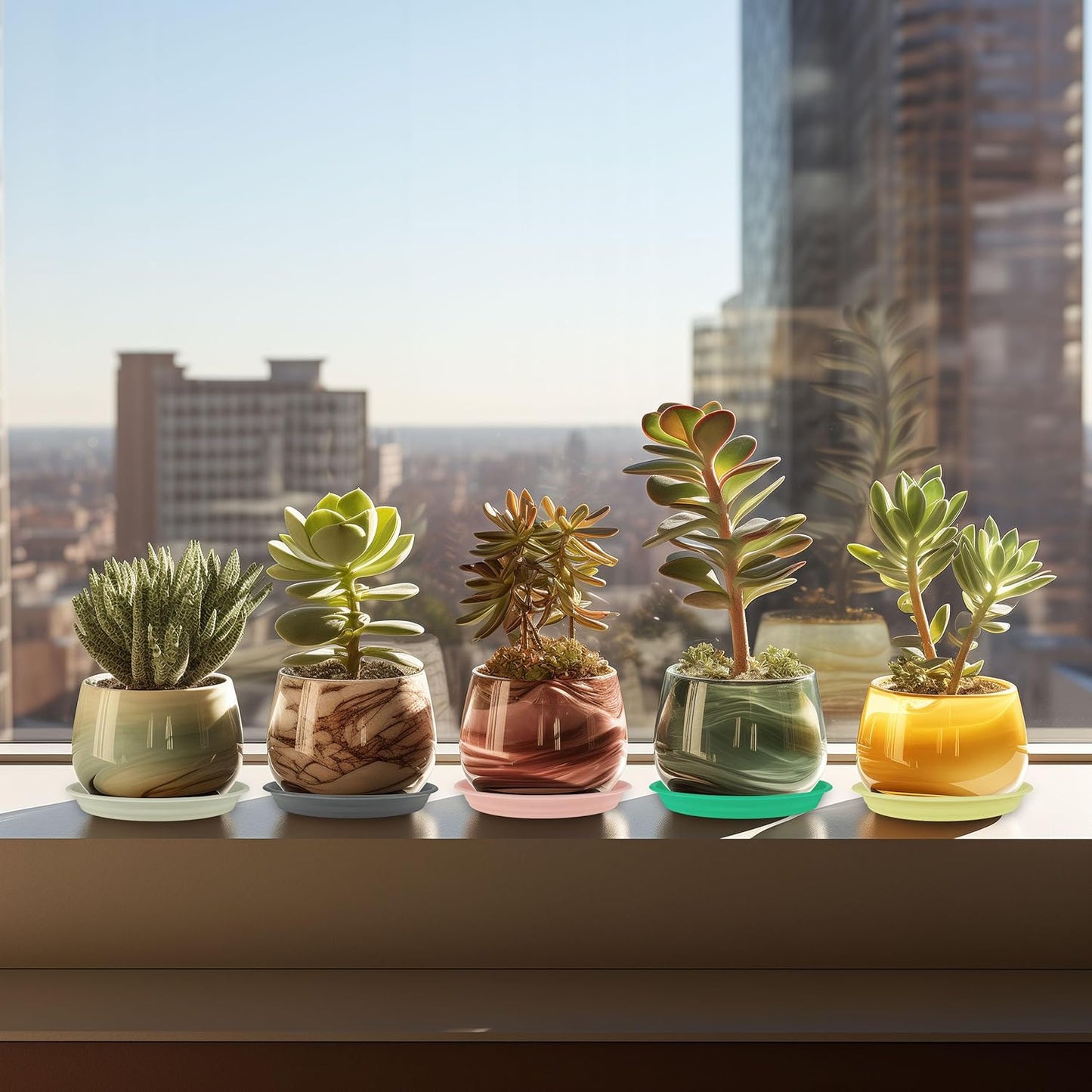 12Pcs Colourful Plant Saucer, 6 8 10 Inch Durable Plastic Plant Tray, Round Plant Pot Saucers, Drip Tray for Indoor and Outdoor Garden, Creamy White