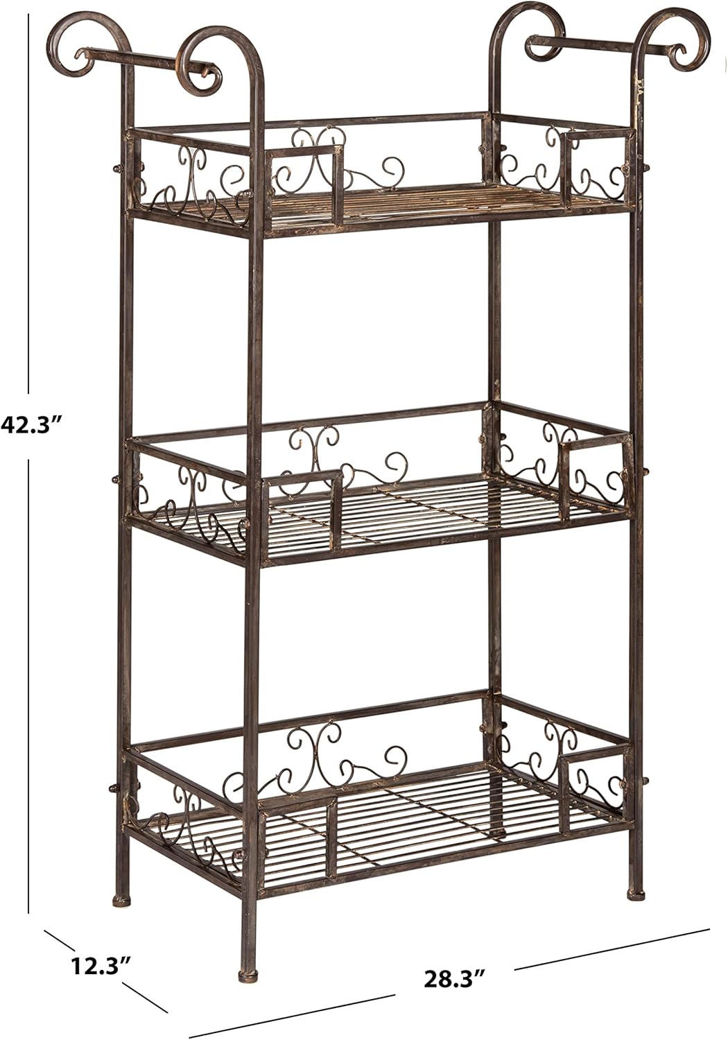 SAFAVIEH Outdoor Collection Noreen Antique White 3 Tier Shelf