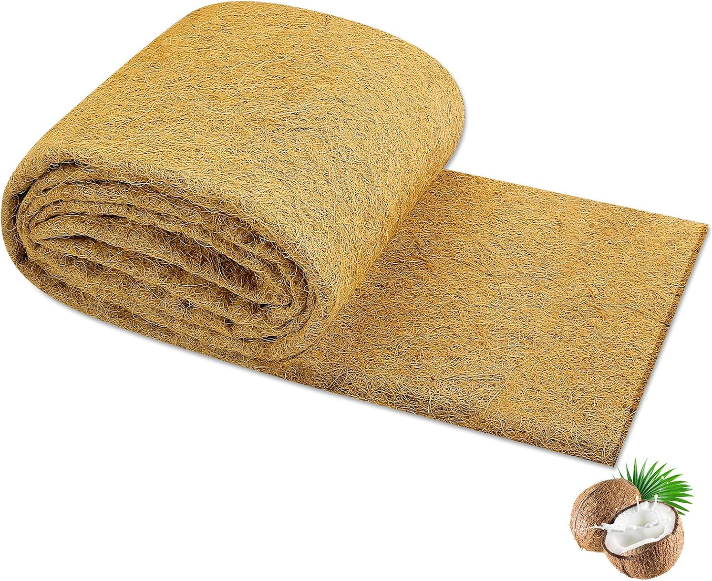 Coco Liner Roll 24x120 Inch, Natural Coconut Liners for Planter Flower Basket, Thick Coco Fiber Mat for Hanging Basket, Garden Decoration, Animal Pet Pads, Reptile Carpet