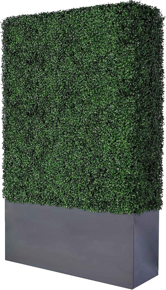 AGPL Artificial Hedge Wall (38" Width* 12" Deep* 79" Height) with Dark Gray Stainless Steel Planter Box (79.00)