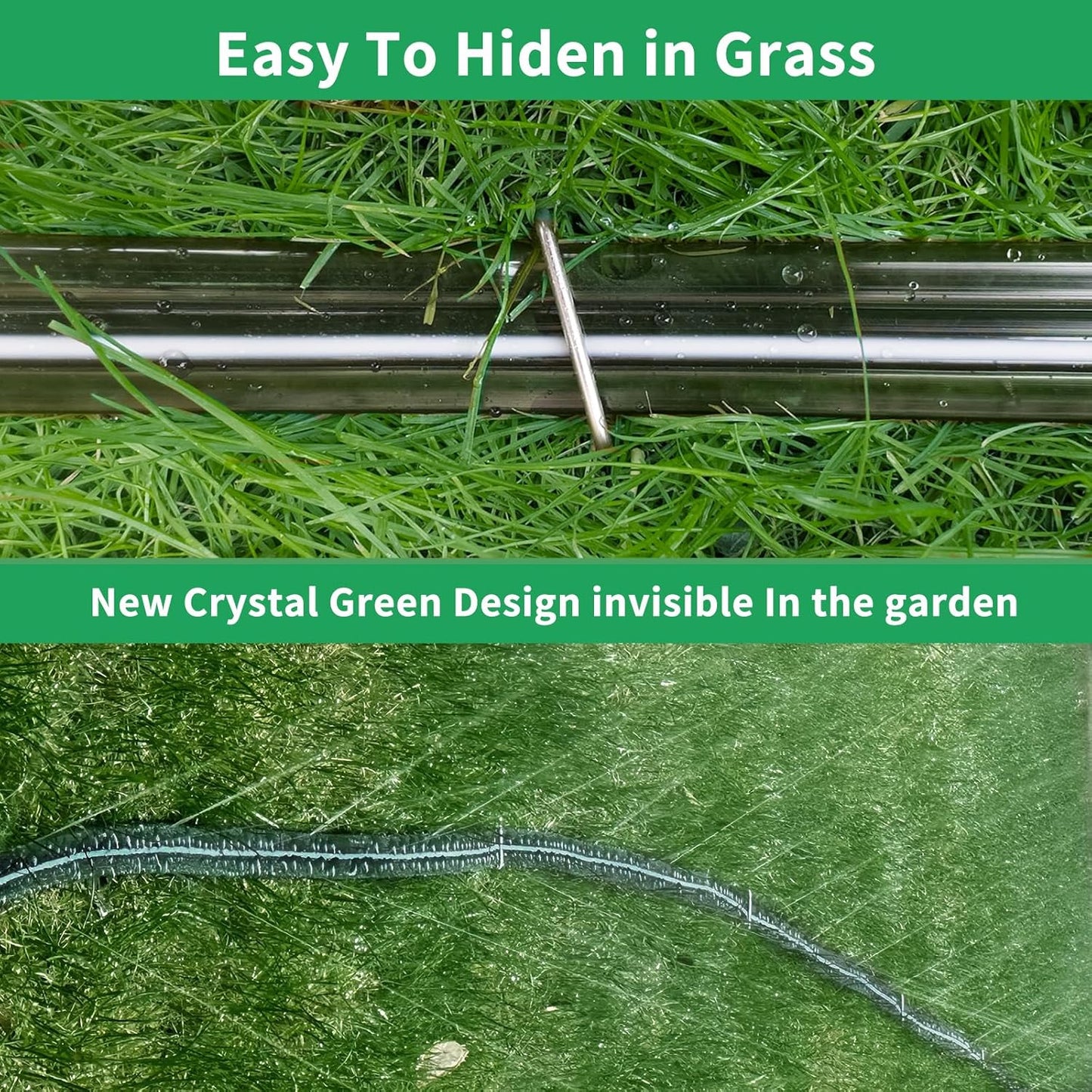 150 FT (75FT*2) Flat Sprinkler Hose for Lawn Watering Garden Soaker Hose with Holes, Heavy Duty Lightweight No-Kink Water Hose with Stakes, Irrigation Hose, Great Fun for Kids and Dog