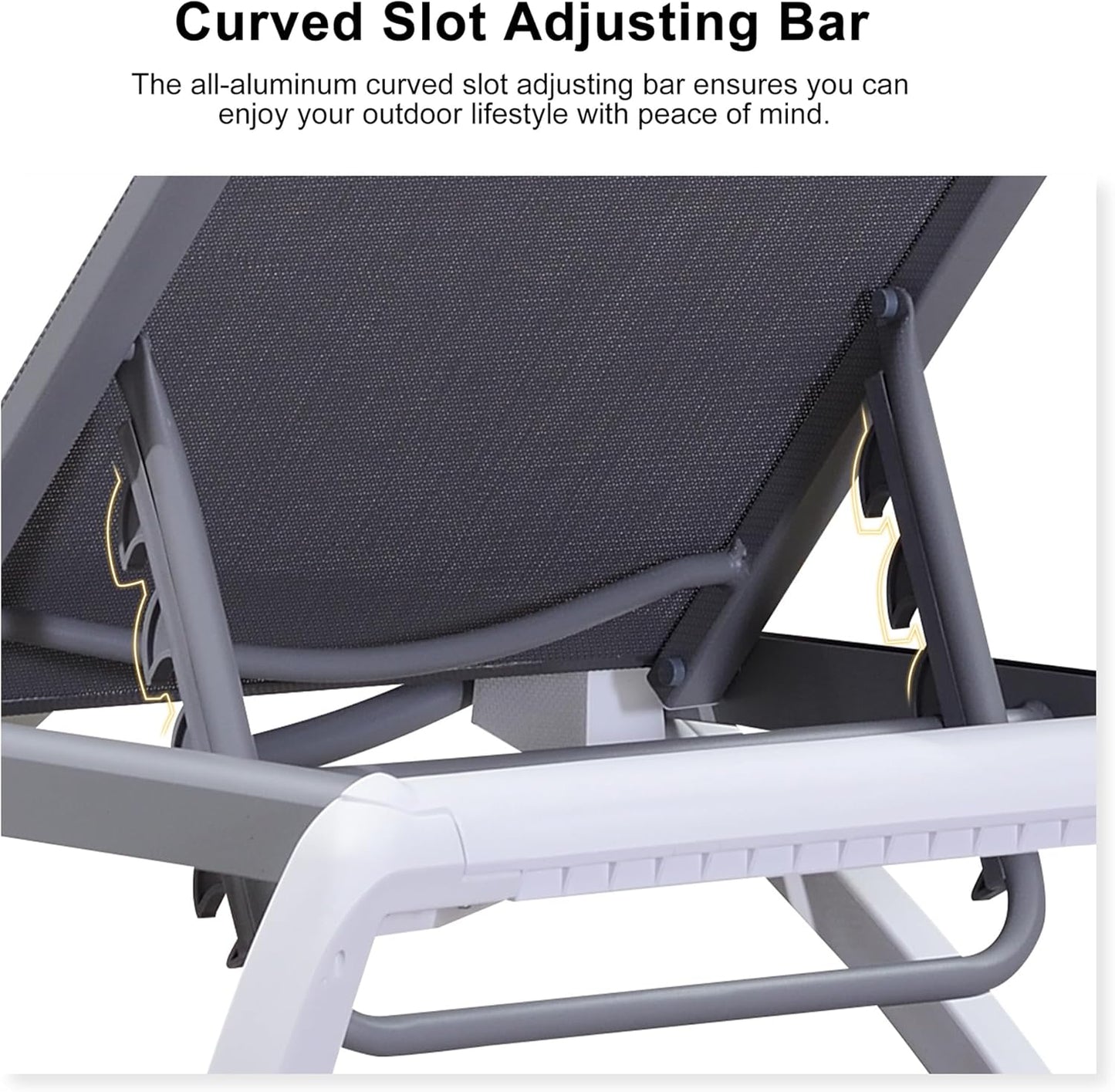 PURPLE LEAF Patio Chaise Lounge Chair Set of 3 Outside Aluminum Plastic Stackable Tanning Chairs for Pool Sunbathing Beach Deck Outdoor Lounger, Grey