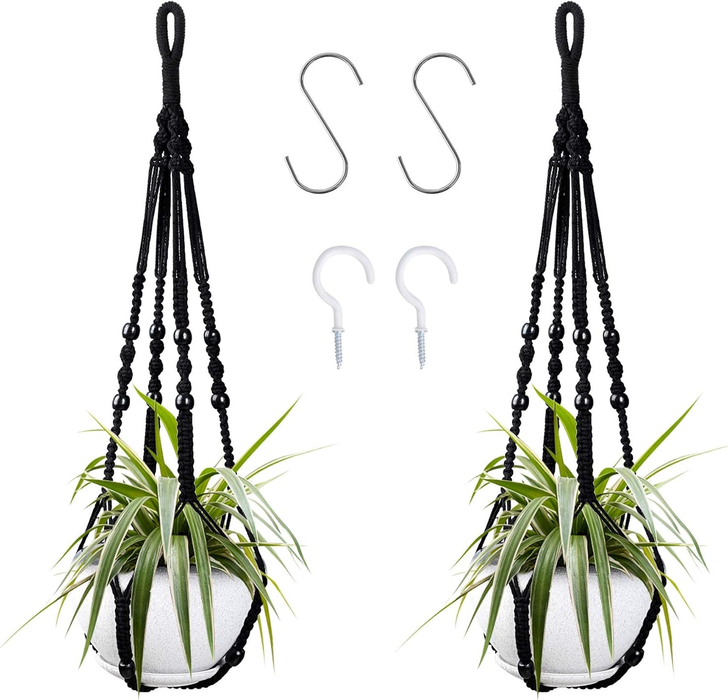 Augshy Macrame Hanging Planter, 2 Pack Hanging Planters for Indoor Plants Indoor Outdoor Decor Handmade Hanging Plant Holder(35 Inch)