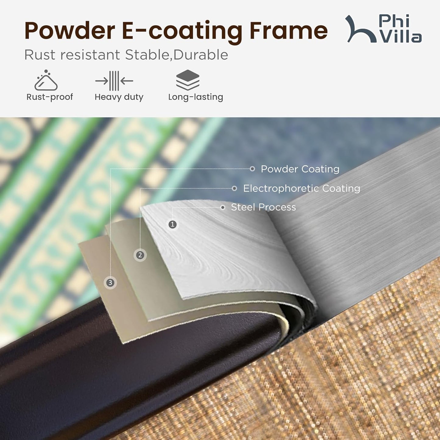 PHI VILLA 3 PCS Patio Swivel Bar Sets Textilene High Bistro Sets with 2 Outdoor Bar Stools and 1 Square Bar Table, Brown