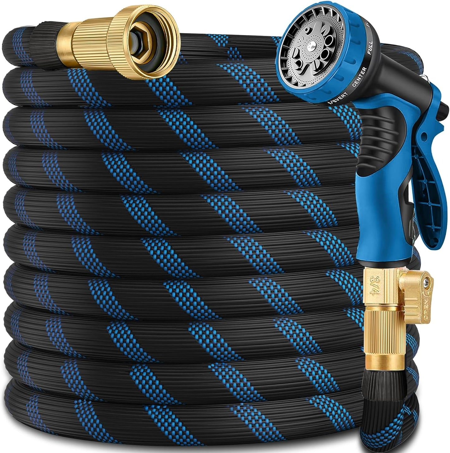 Garden Hose 100 ft -Heavy Duty Water Hoses - Flexible&Lightweight Car Washing Pipe with Strain Reliefs,Kink-free Rubber Hoses with Spray for Gardening Yards