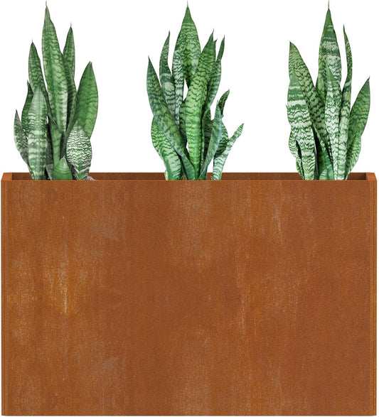 Cor Ten Steel Planters – 32x12x24H Inch Rectangular Planter Box | Weather-Resistant Design for Garden, Patio, or Porch (Rustic)