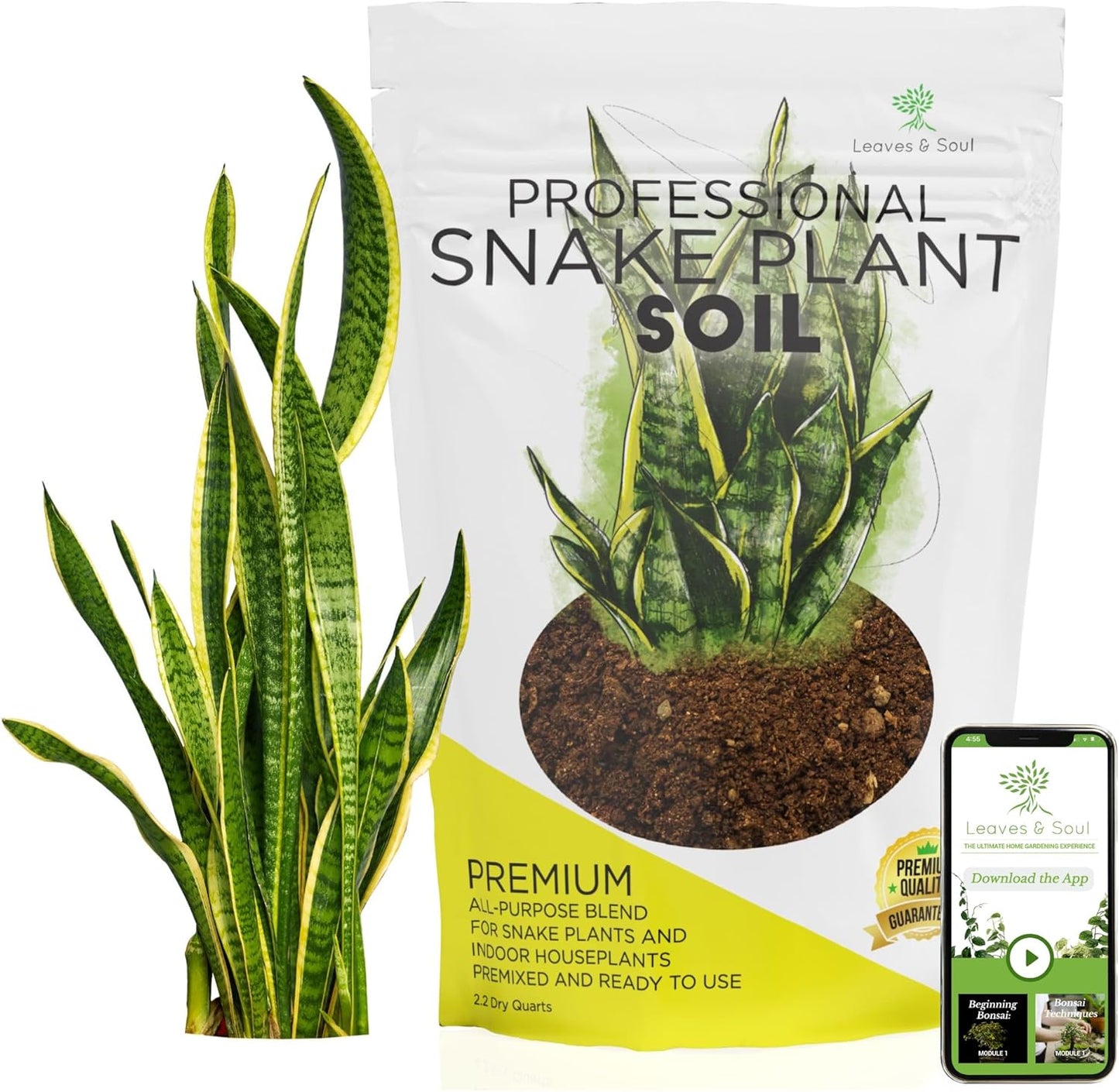 Professional Snake Plant Soil | Large 2.2 Quarts Ready to Use for Snake Plants | Peat Moss, Coco Coir, Perlite, Dolomite | Made in USA
