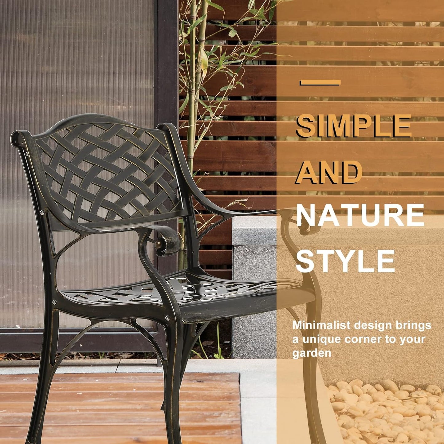 3-Piece Outdoor Patio Dining Set, All-Weather Cast Aluminum Patio Furniture Set for Backyard Garden Deck with 2 Chairs and 31” Round Table, 2" Umbrella Hole