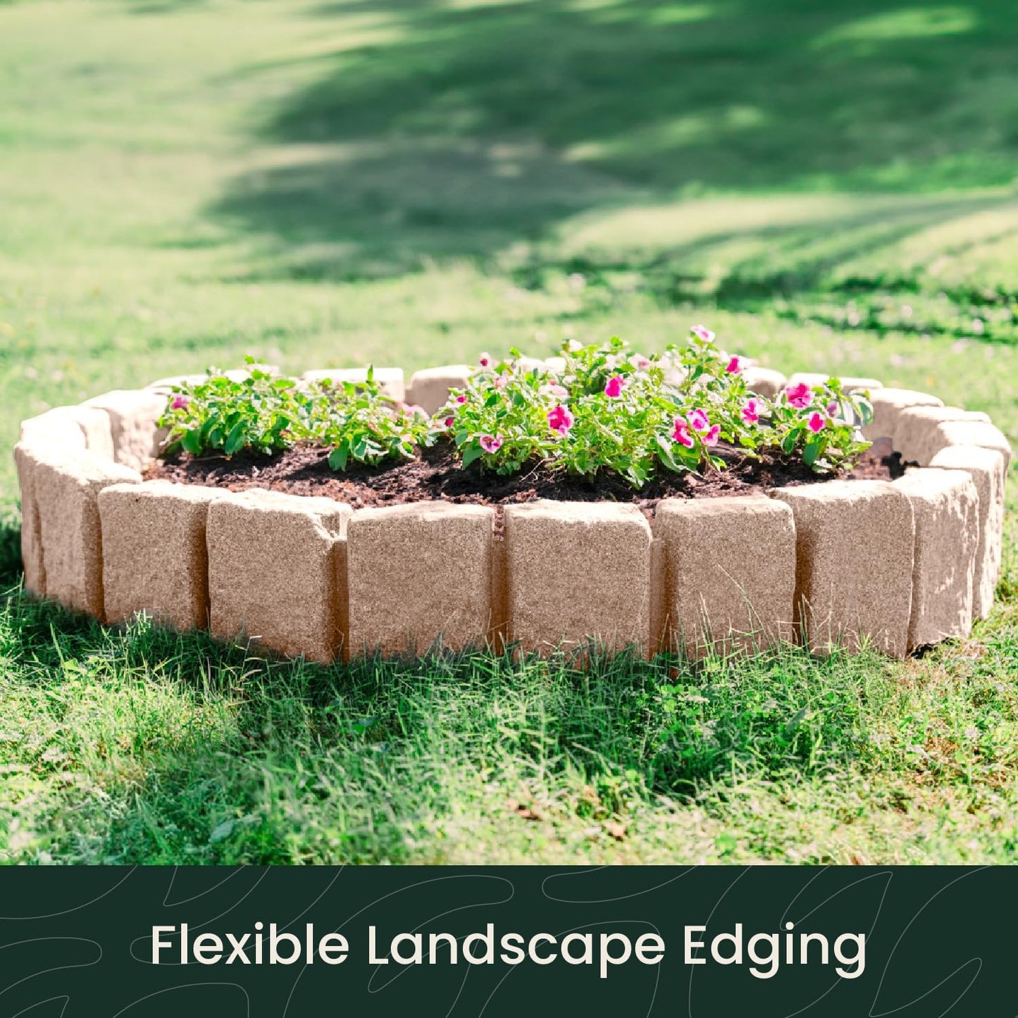 Beuta Landscape Edging | Garden Edging Border | Faux Stone Block XL for Lawn Edging, Flower Beds & Yard Edging – 10 Pack | Each Section Has 6 Blocks 48" L x 4" W x 9.5" H | 30 Spikes | Sandstone