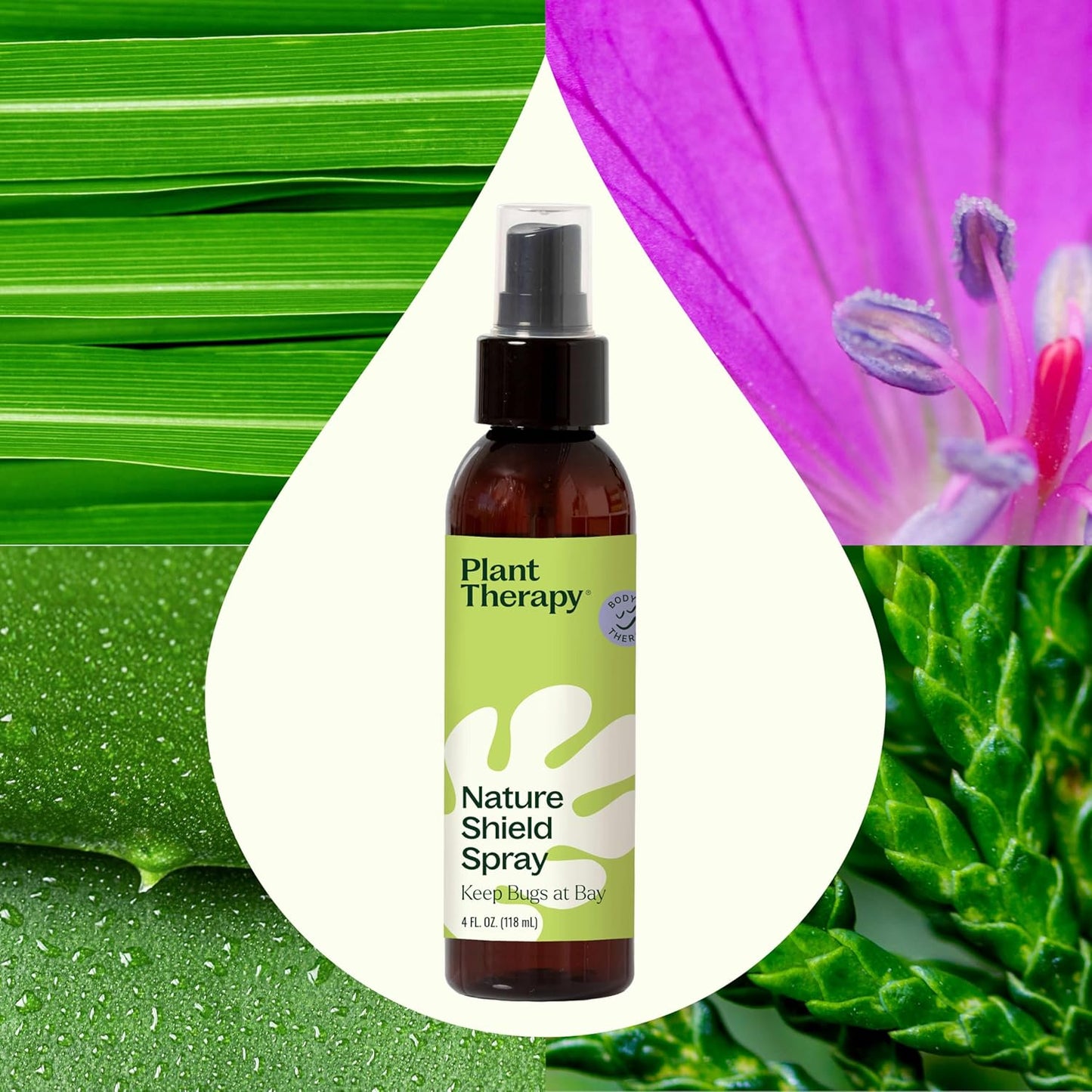 Plant Therapy Nature Shield Spray 4 oz, DEET-Free Outdoor Essential, with Skin-Soothing Aloe & Hydrosols, Refreshing Citronella, Lemongrass & Geranium